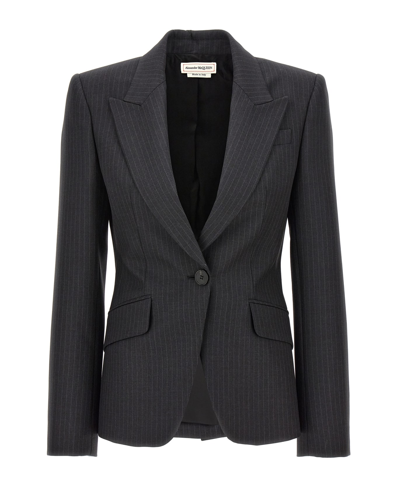 Alexander McQueen Pinstriped Single-breasted Blazer - Gray
