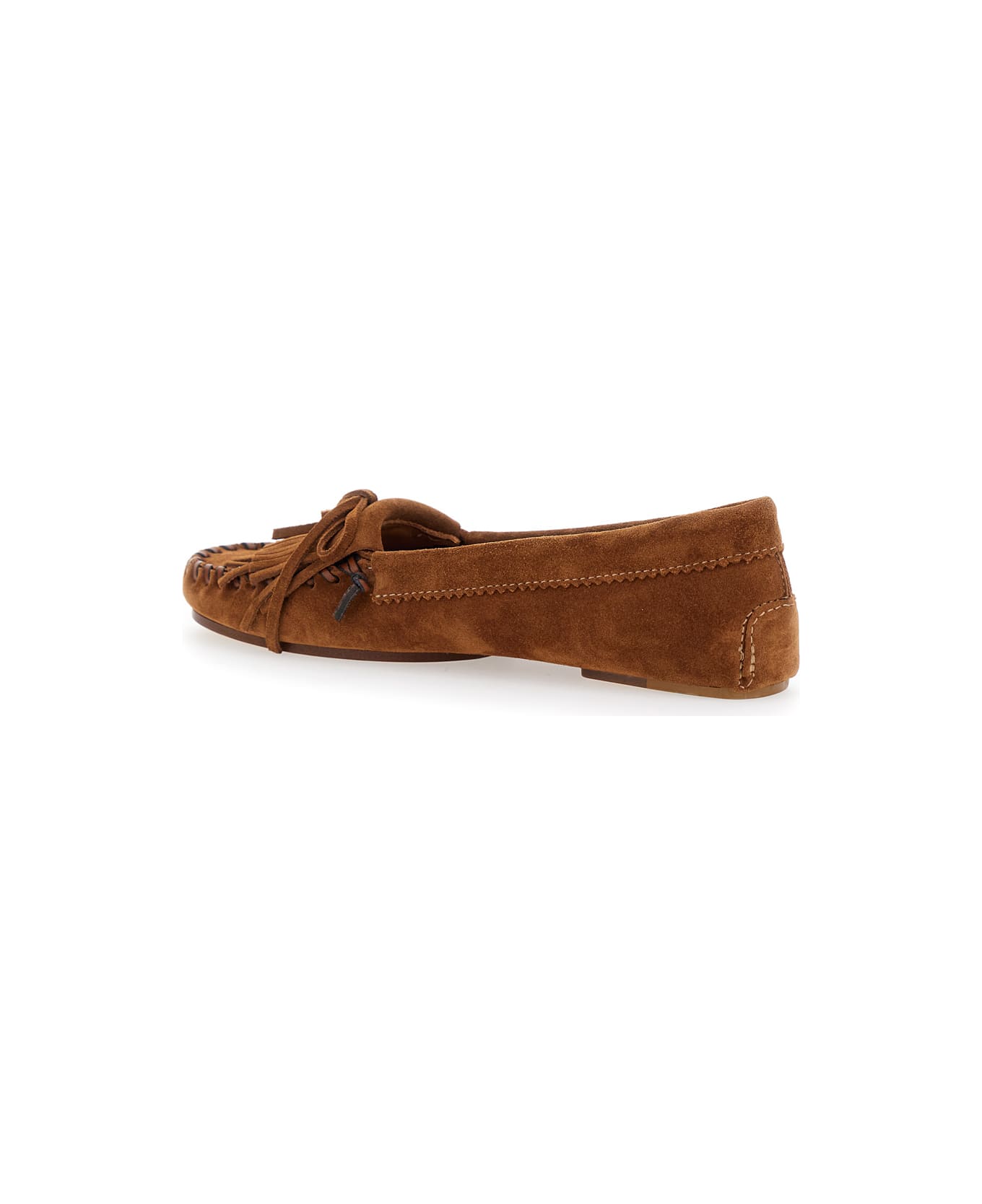 Paris Texas 
indiana
 Brown Loafers With Fringes In Suede Woman - Brown フラットシューズ
