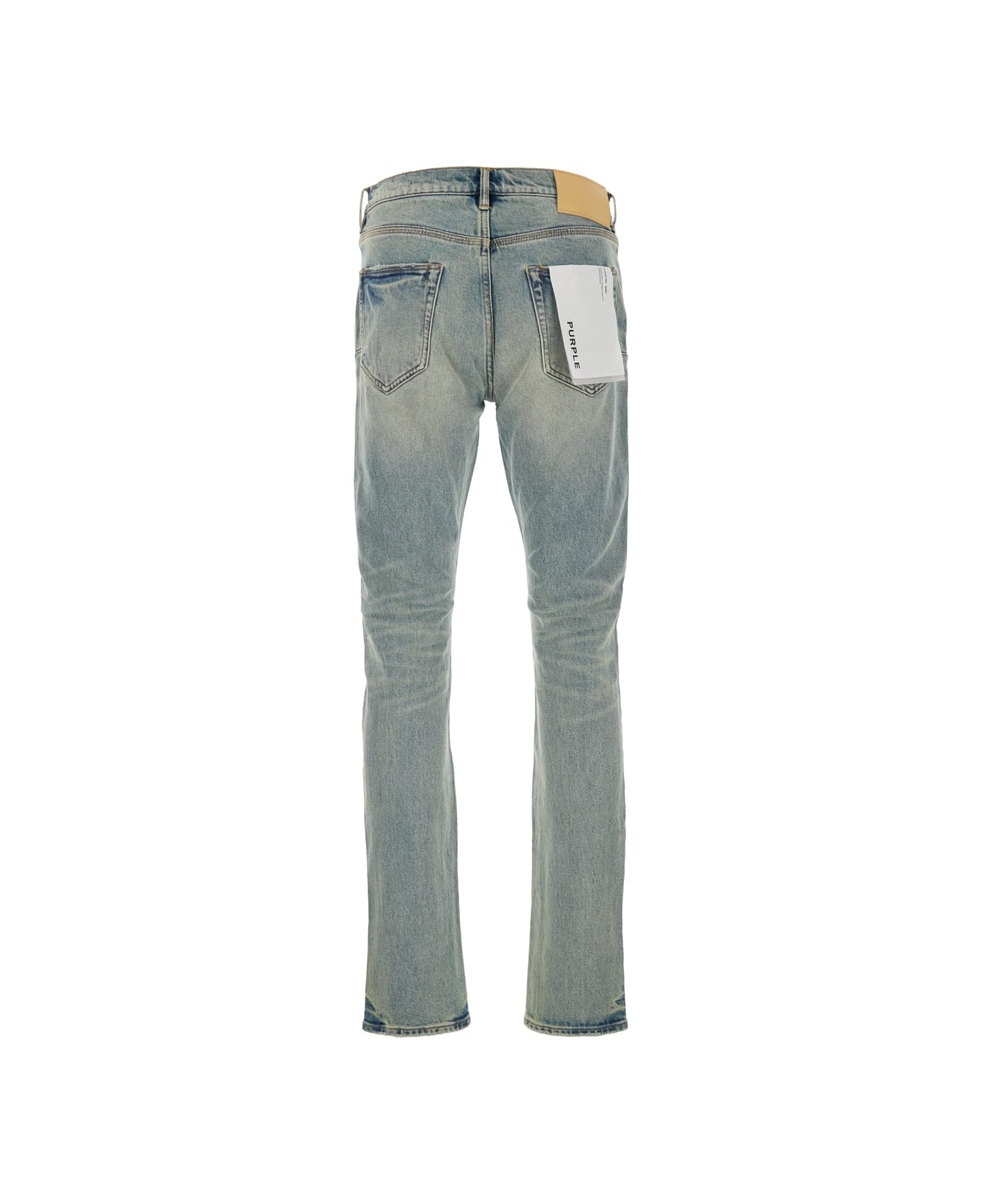 Purple Brand Light Blue Jeans With Belt Loops And Logo Patch On The Rear In Denim Mam - Light blue