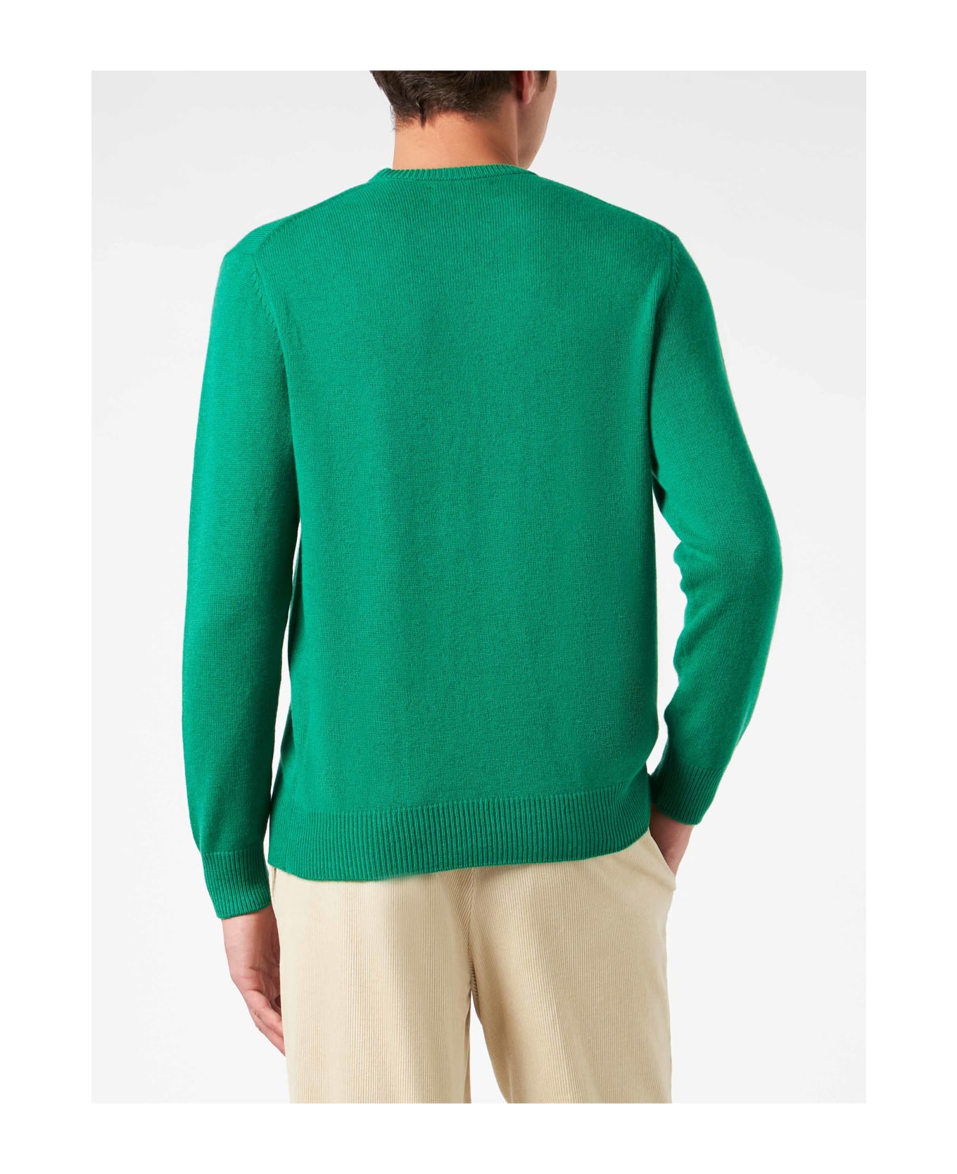 MC2 Saint Barth Man Crewneck Sweater With Snoopy Tennis Jacquard | Snoopy - ©peanuts Special Edition - GREEN