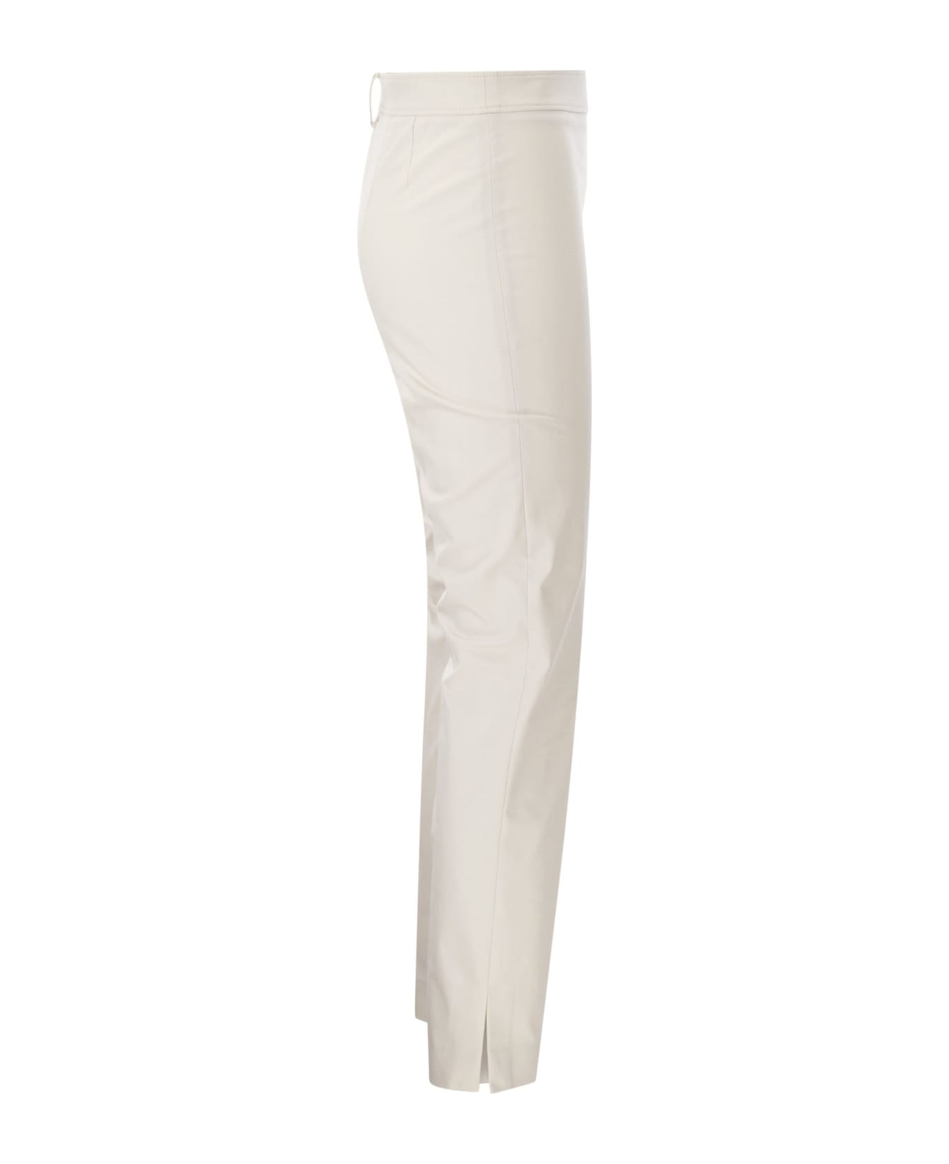 Brunello Cucinelli Cotton Twill Capri Trousers With Necklace - White