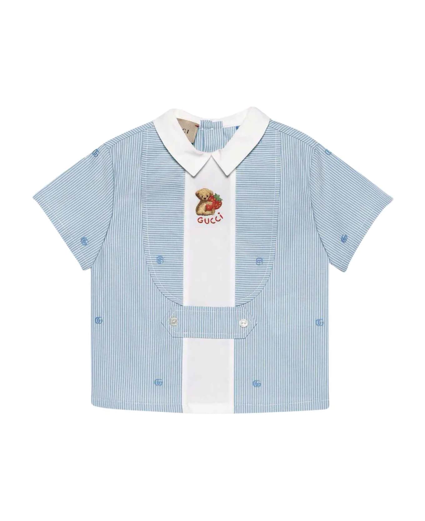 Gucci Blue Striped Shirt Baby Boy - Azzurro/bianco