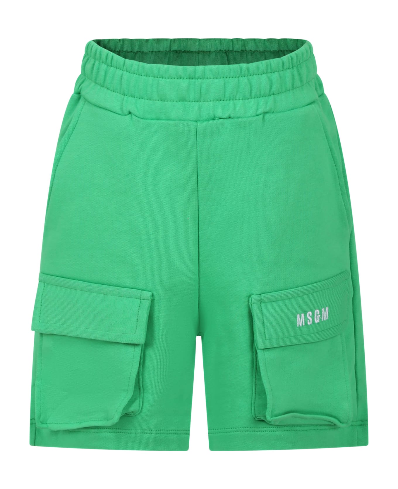 MSGM Green Shorts For Boy With Logo - Verde
