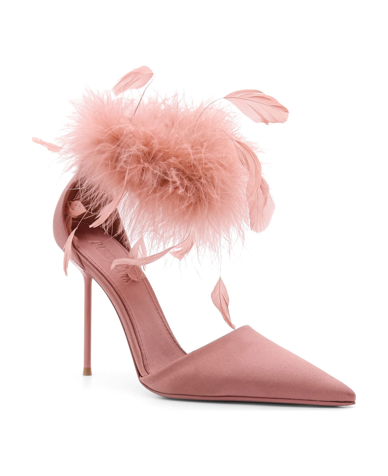 Paris Texas Lidia Satin Sandals With Feather Detail - Pink