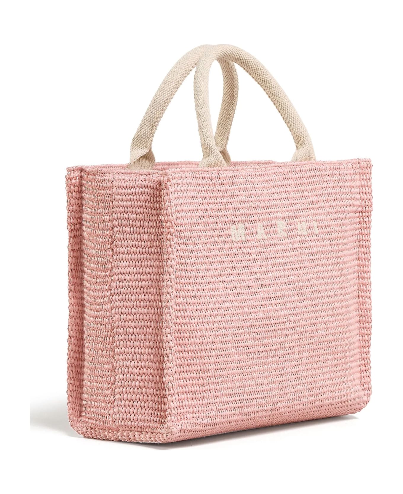 Marni Pink Raffia-effect Small Tote Bag - Pink トートバッグ