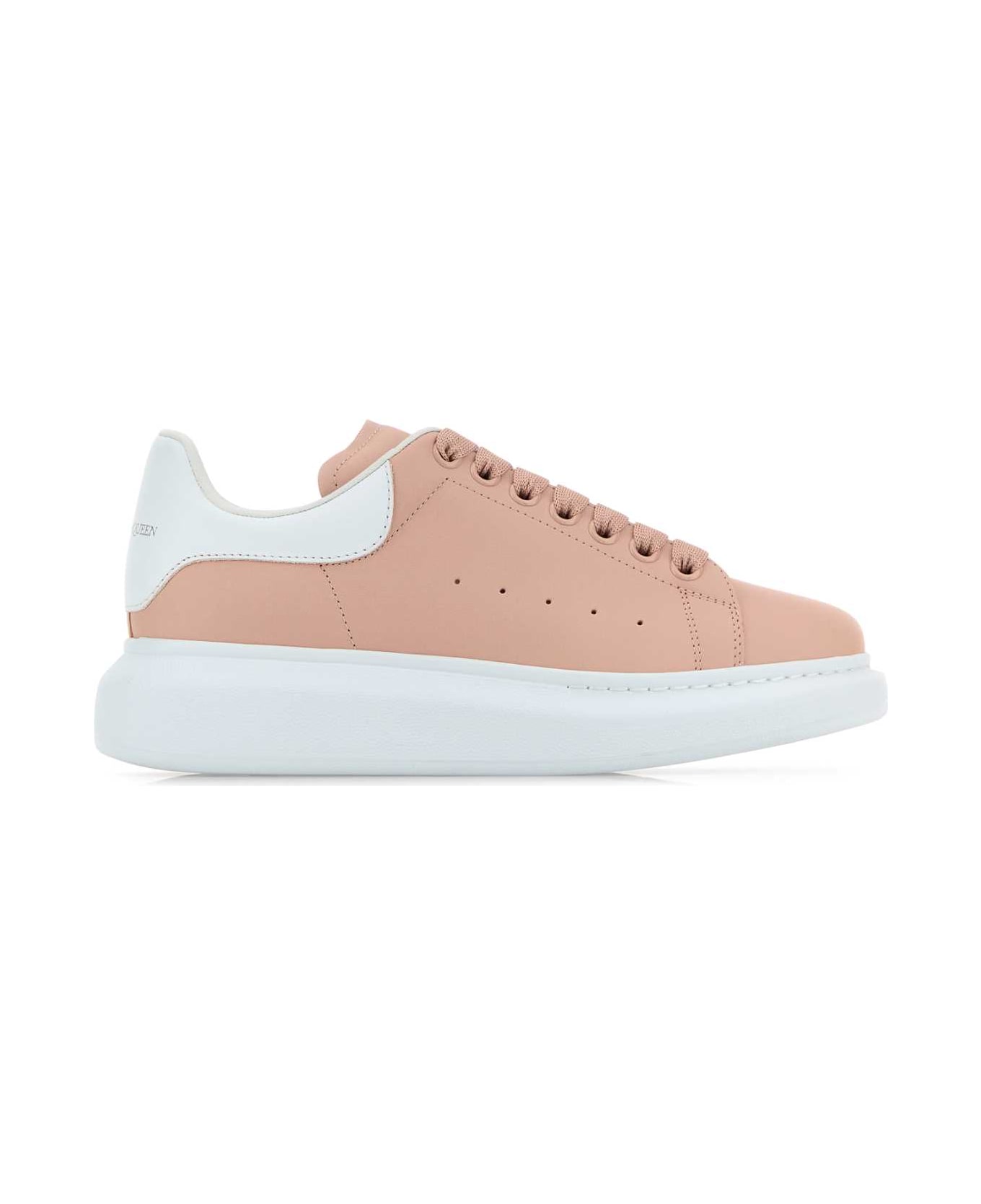 Alexander McQueen Pink Leather Sneakers With Light White Leather Heel - PETALWHITE