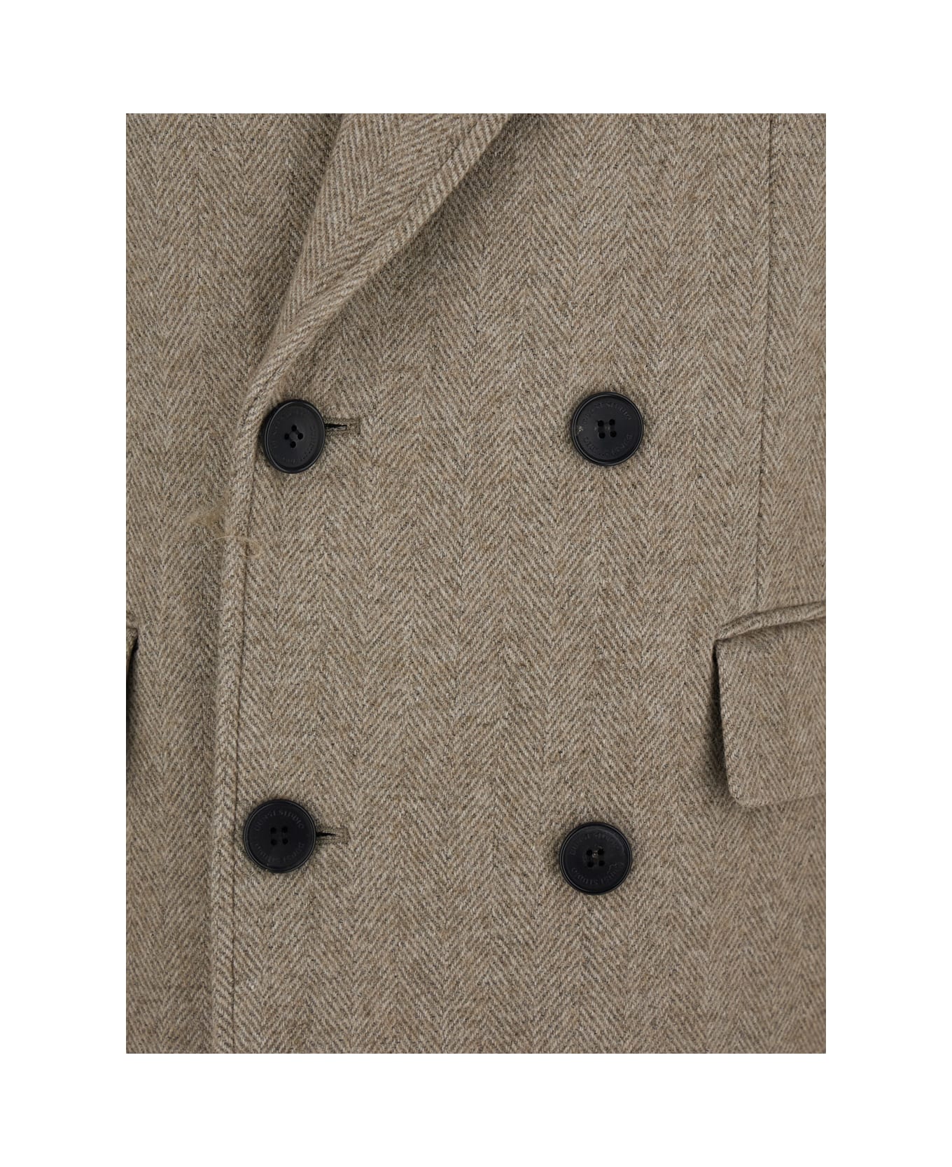 Dunst Beige Double-breasted Coat With Peak Revers In Wool Woman - Beige