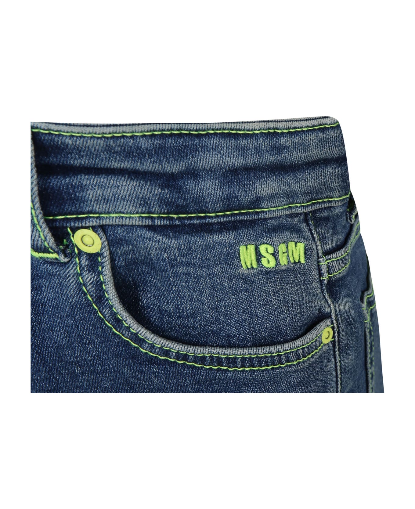 MSGM Blue Jeans For Girl With Logo - Denim
