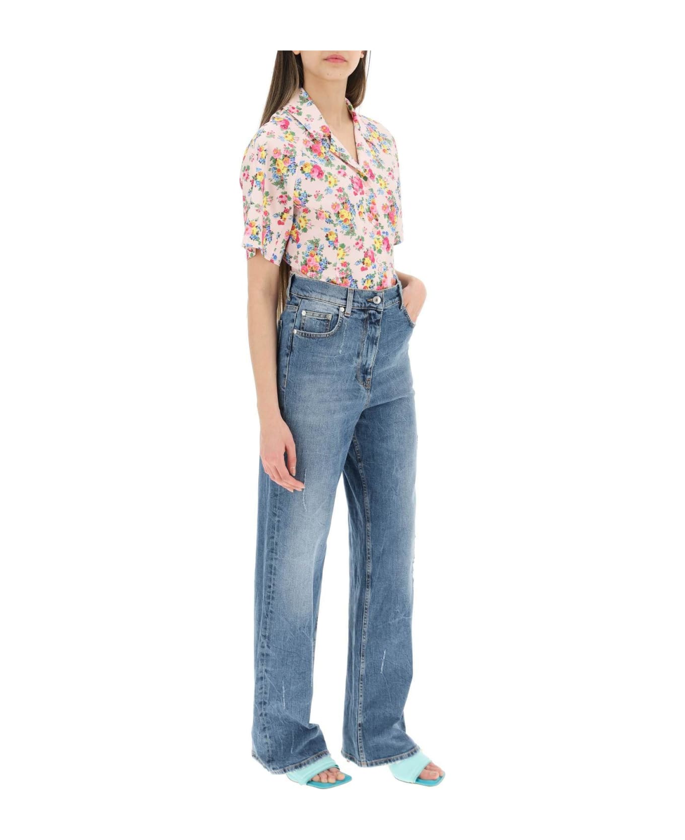 Max Mara Flower Cotton Poplin Shirt - BEIGE