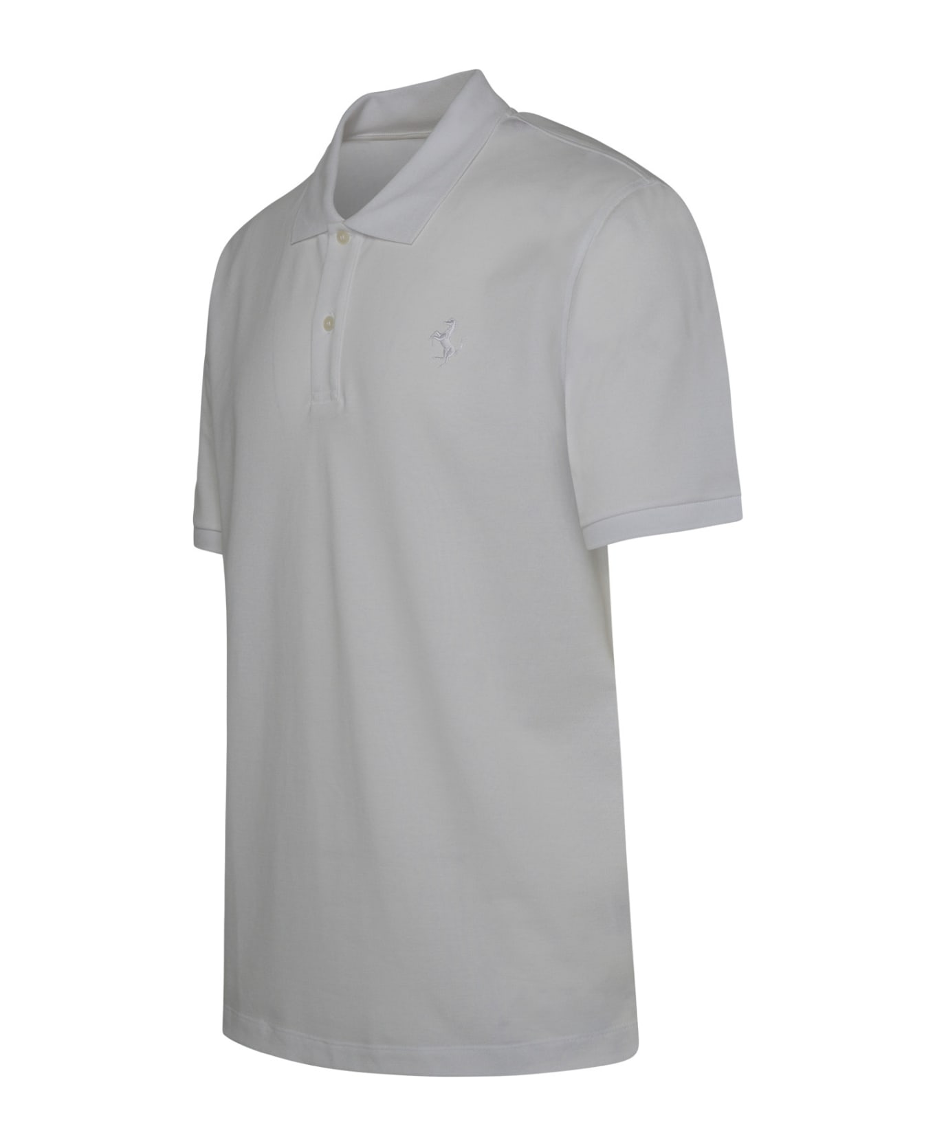 Ferrari White Cotton Blend Polo Shirt - WHITE