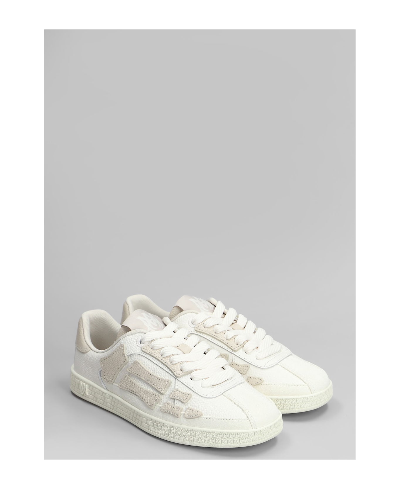 AMIRI Pacific Bones Sneakers In Beige Leather - beige