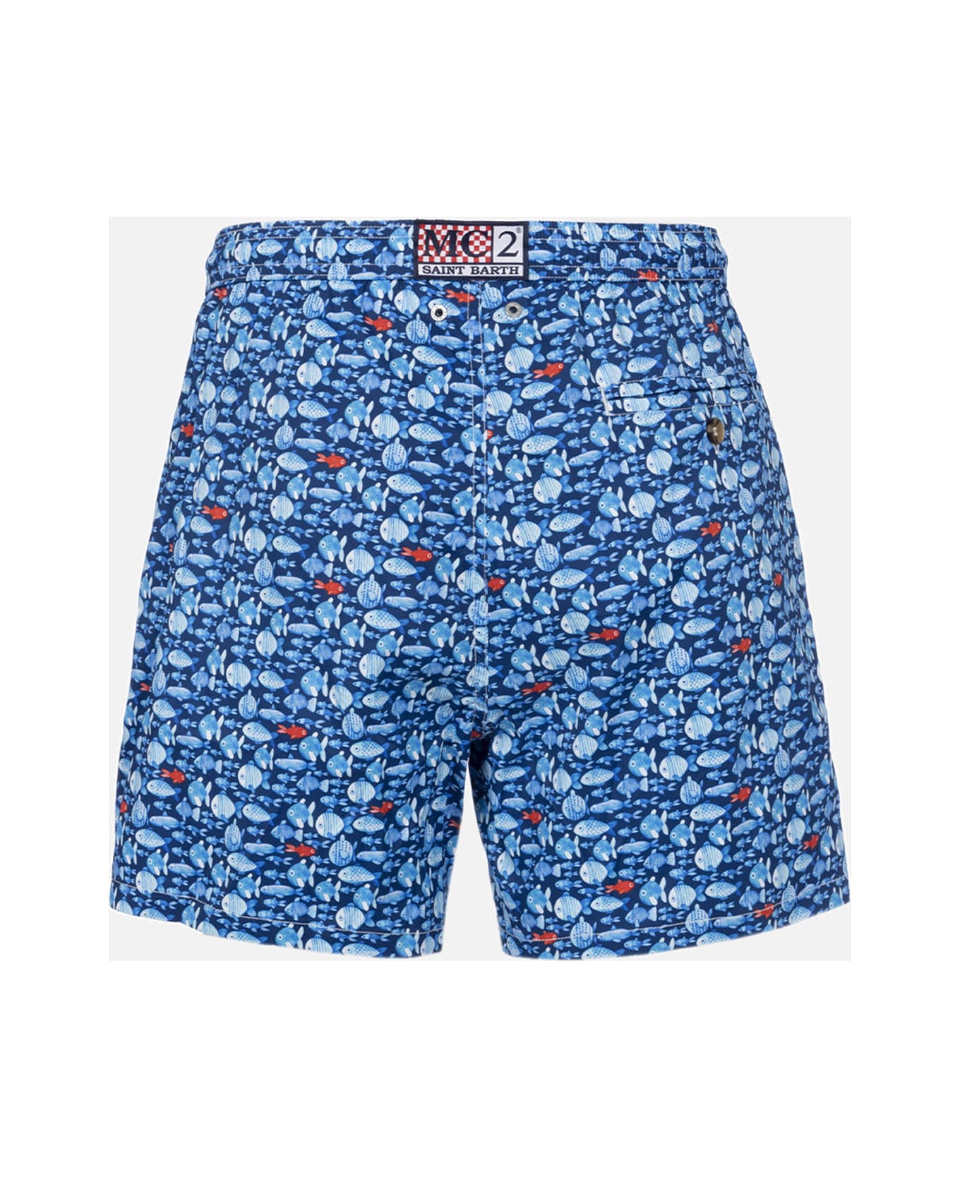 MC2 Saint Barth Comfort Light Classic Stretch Swim Shorts With Fishes Print - BLUE