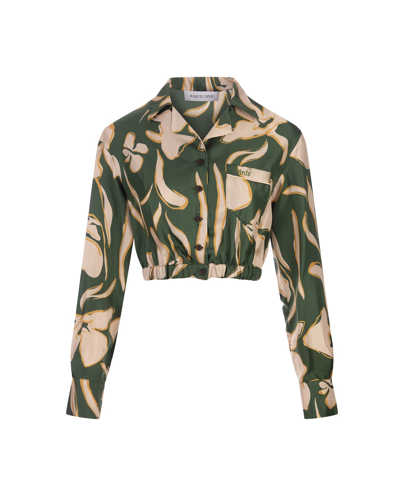 Raquel Diniz Cropped Jacket In Green Floral - Green