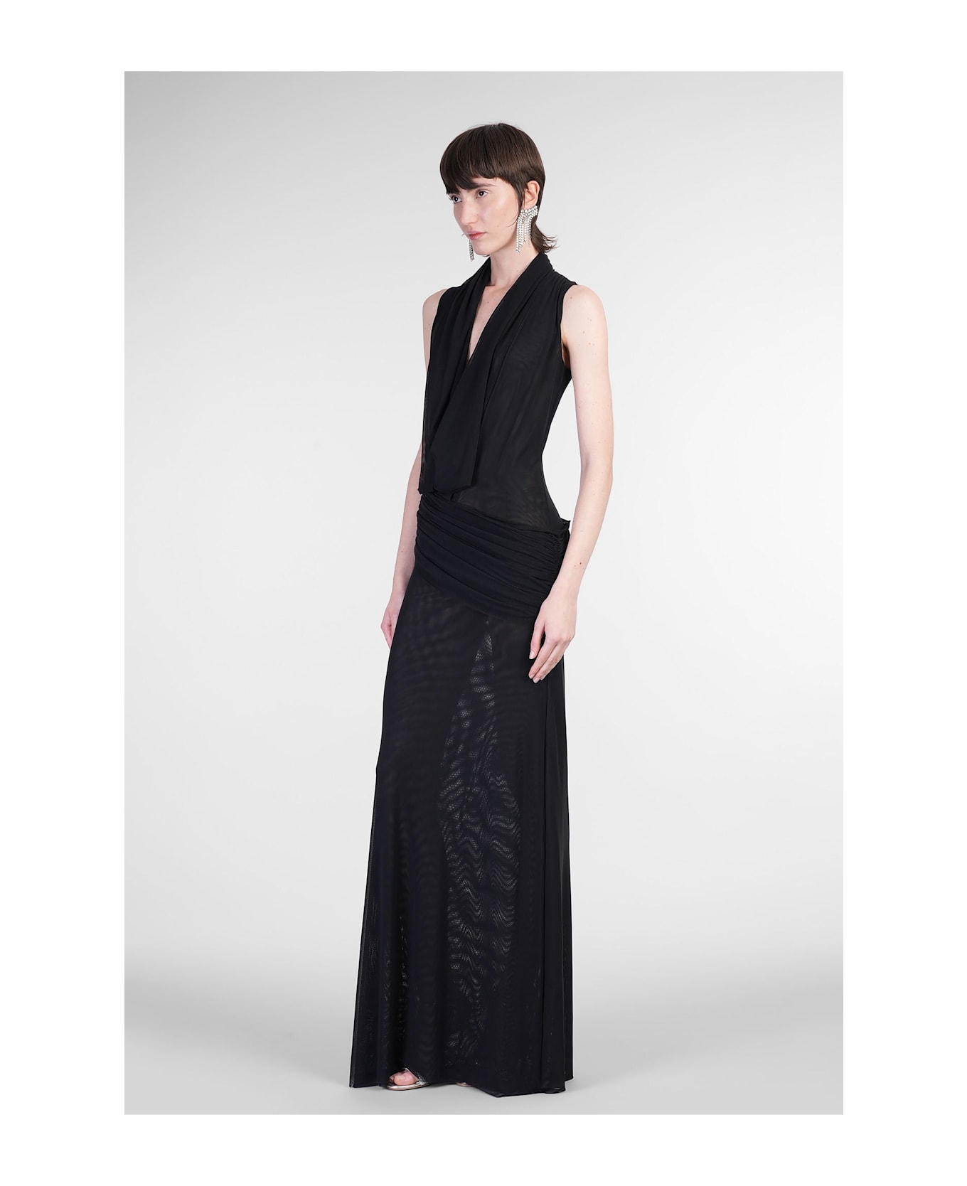 David Koma Long Dress In Black Polyamide - black