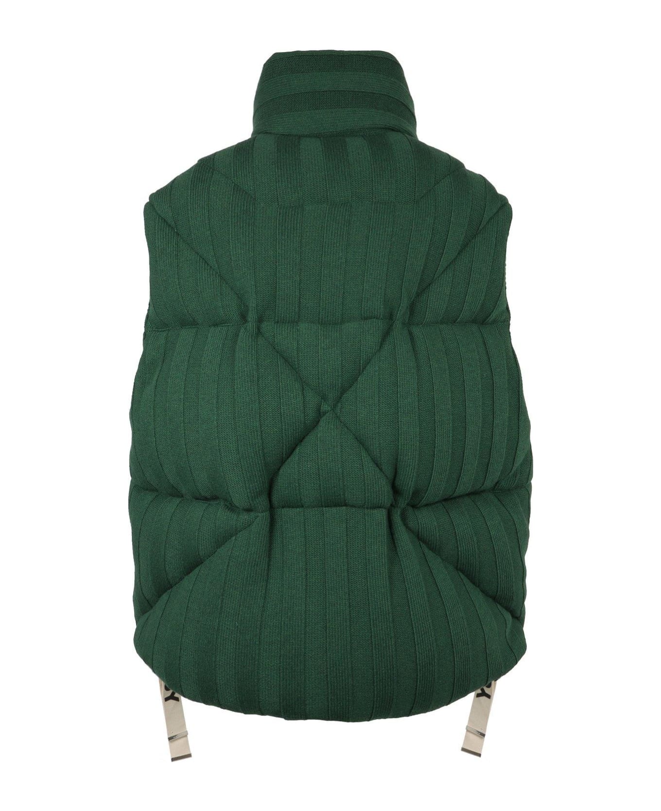 Khrisjoy Button-up Knit Puffer Vest - Emerald
