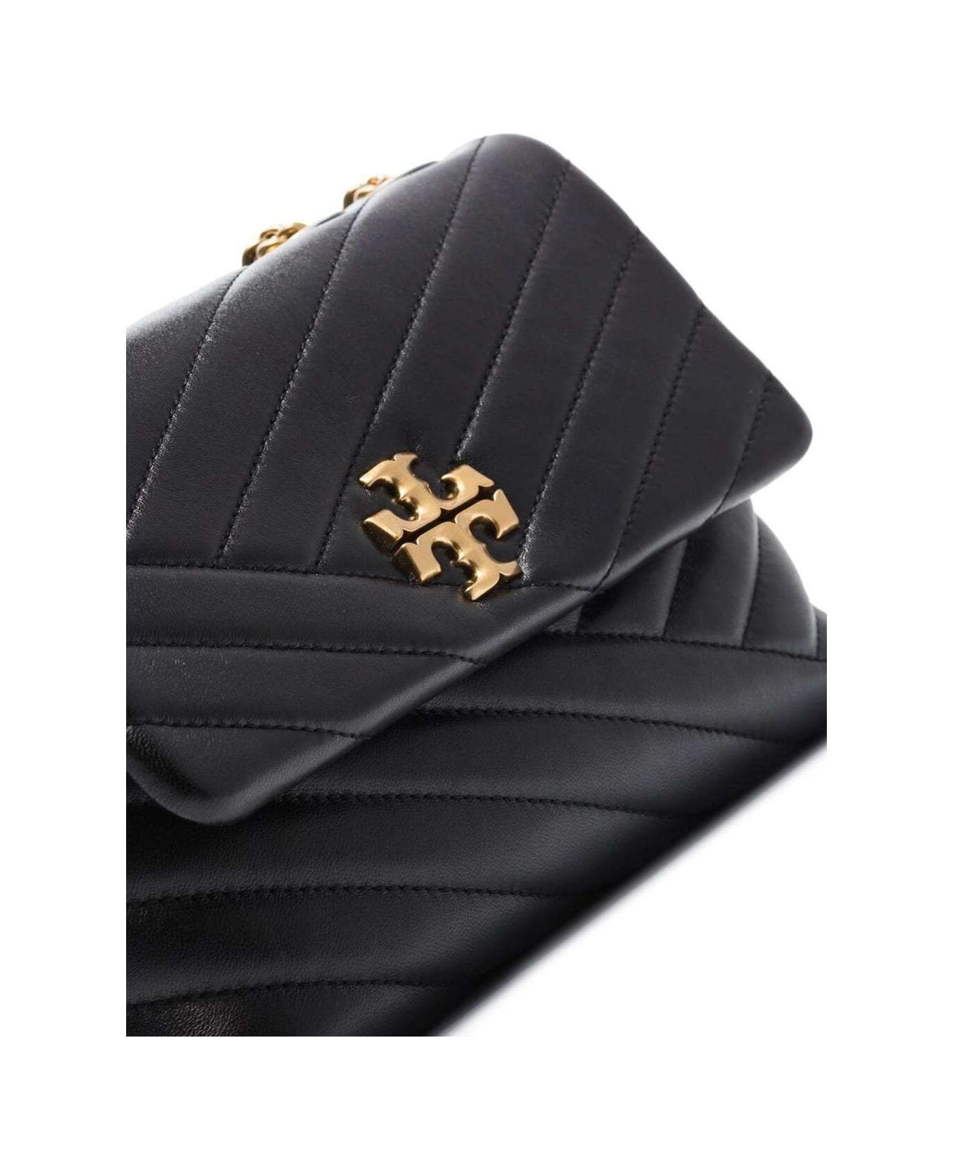 Tory Burch 'convertible Kira' Black Chain Shoulder Bag In Chevron-quilted Leather Woman Tory Burch - Black