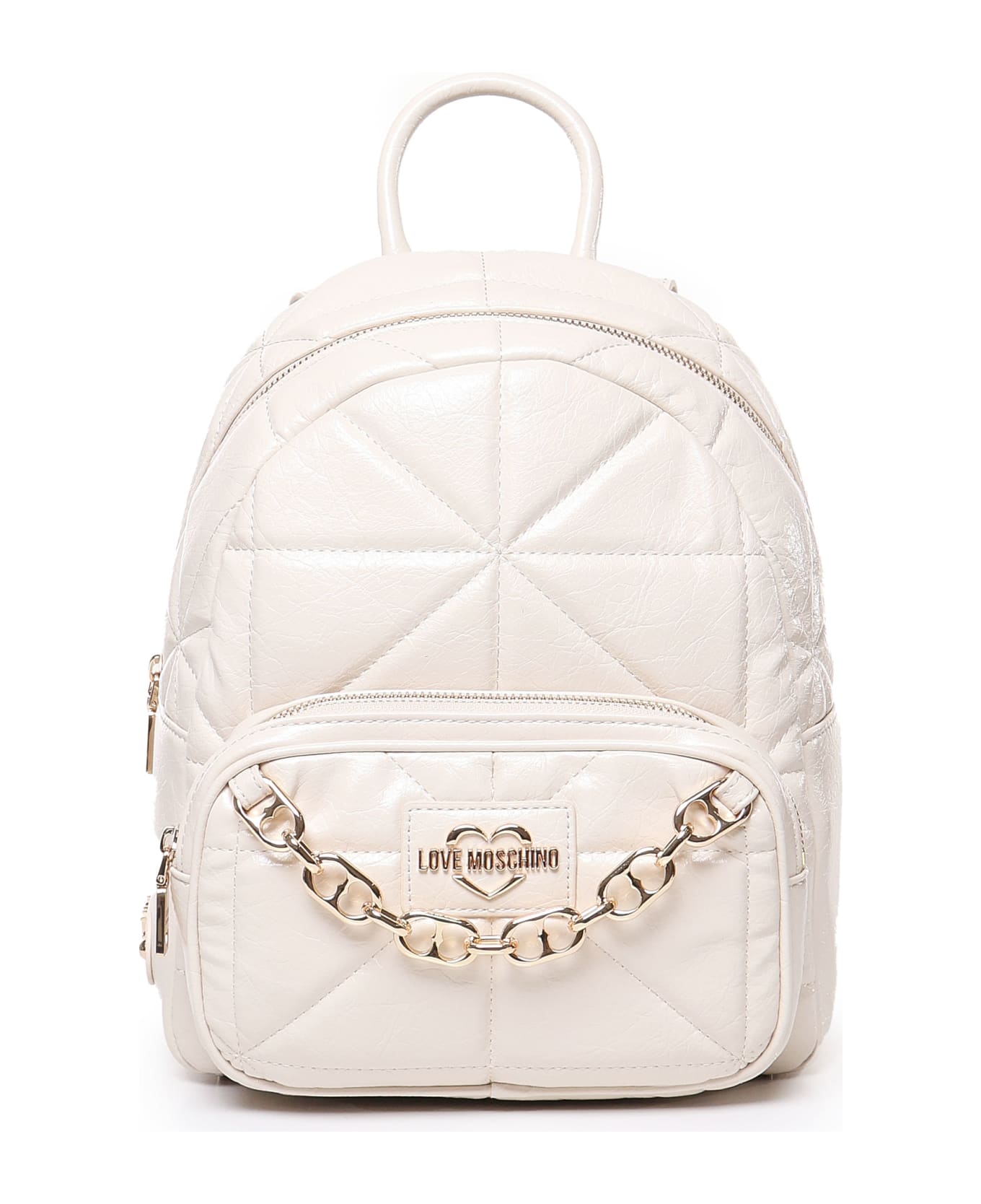 Love Moschino Quilted Rounded Geometric Backpack - White