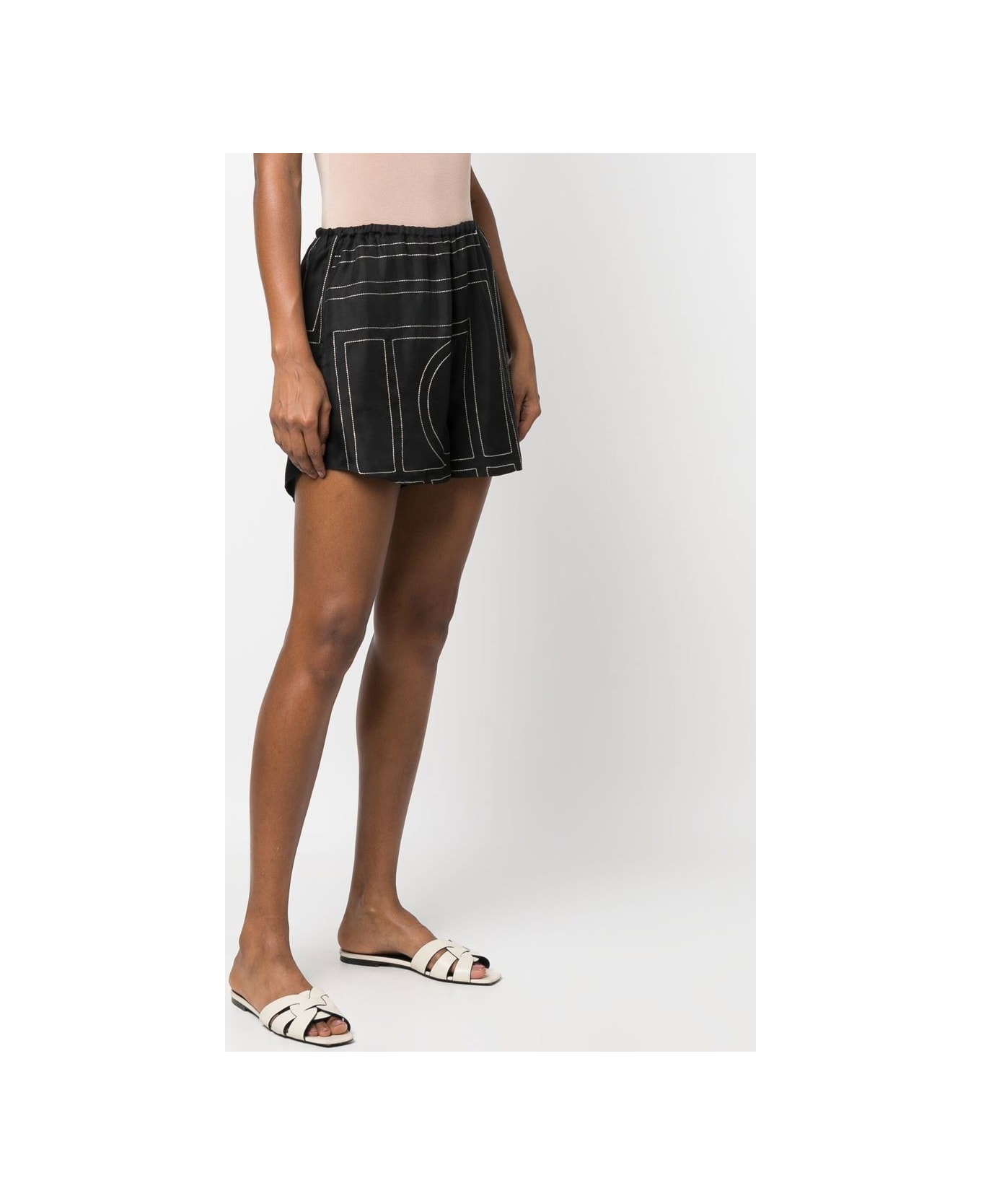 Totême Silk Pajama Shorts - Black