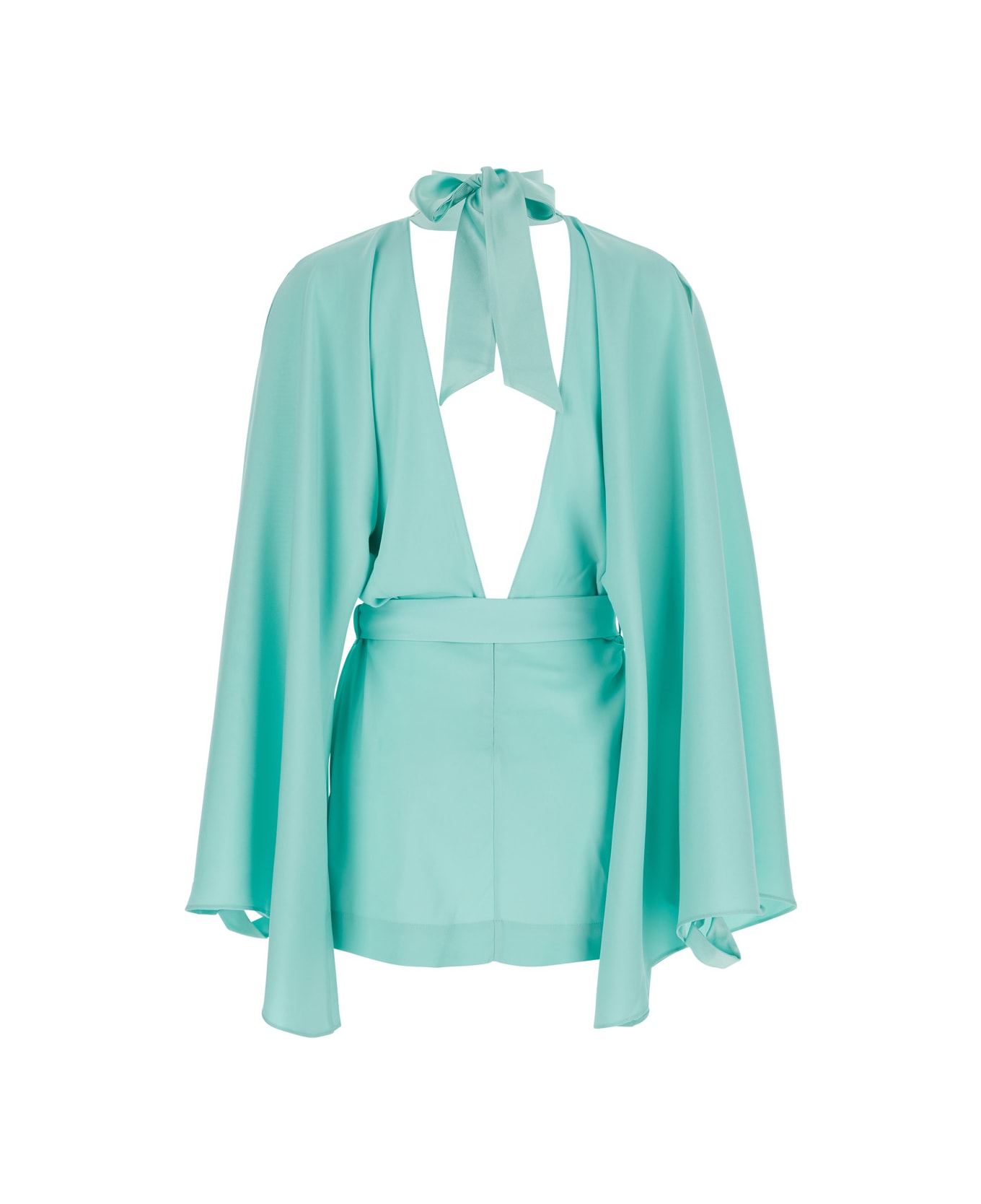 Taller Marmo 
florida
 Light Blue Mini Dress With Adjustable Belt On The Front And Maxi Bow On The Rear In Tech Fabric Woman - Light blue