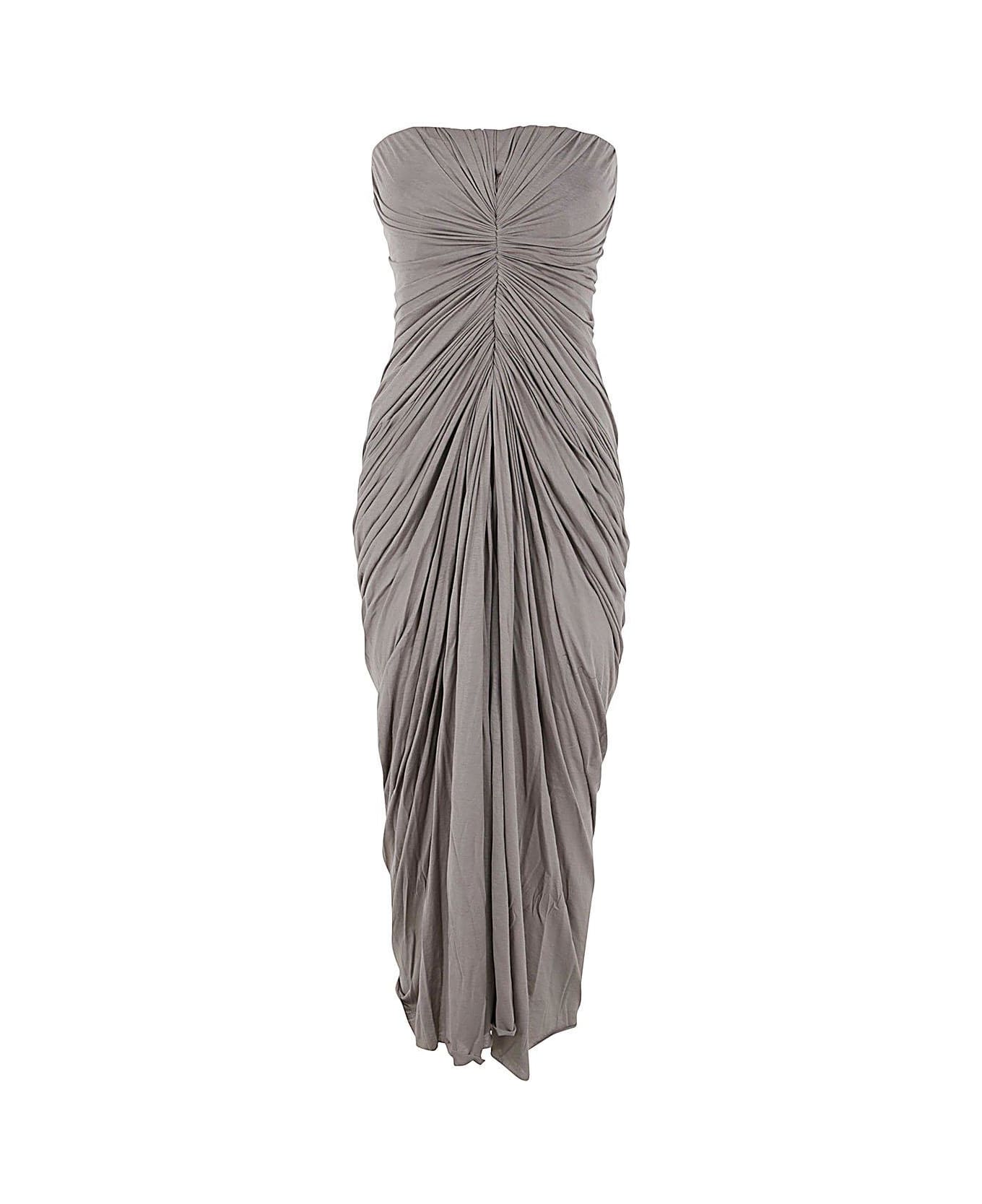 Rick Owens Radiance Ruched Strapless Bustier Dress - Dust