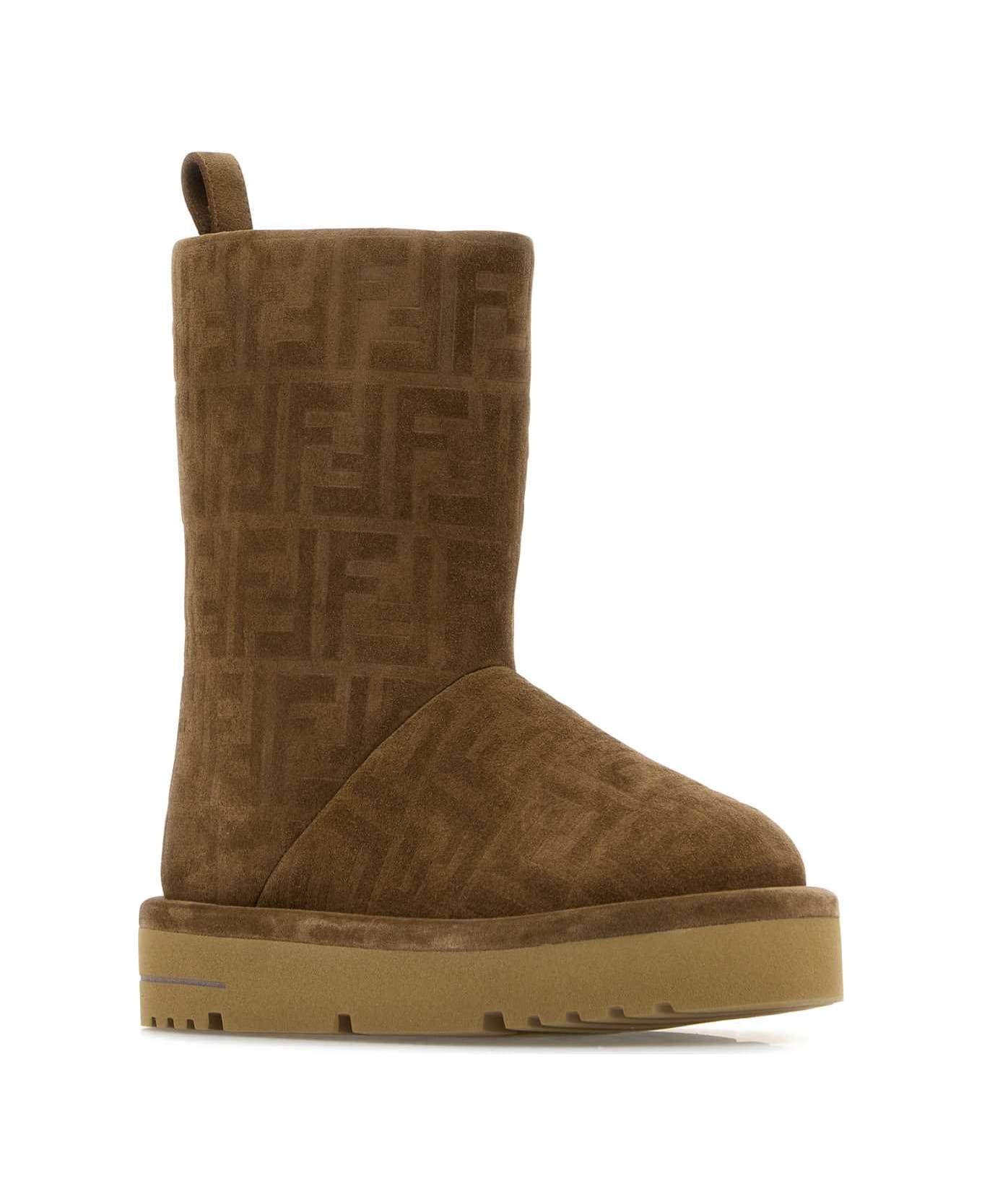 Fendi Caramel Suede Apres Chic Ankle Boots - FF