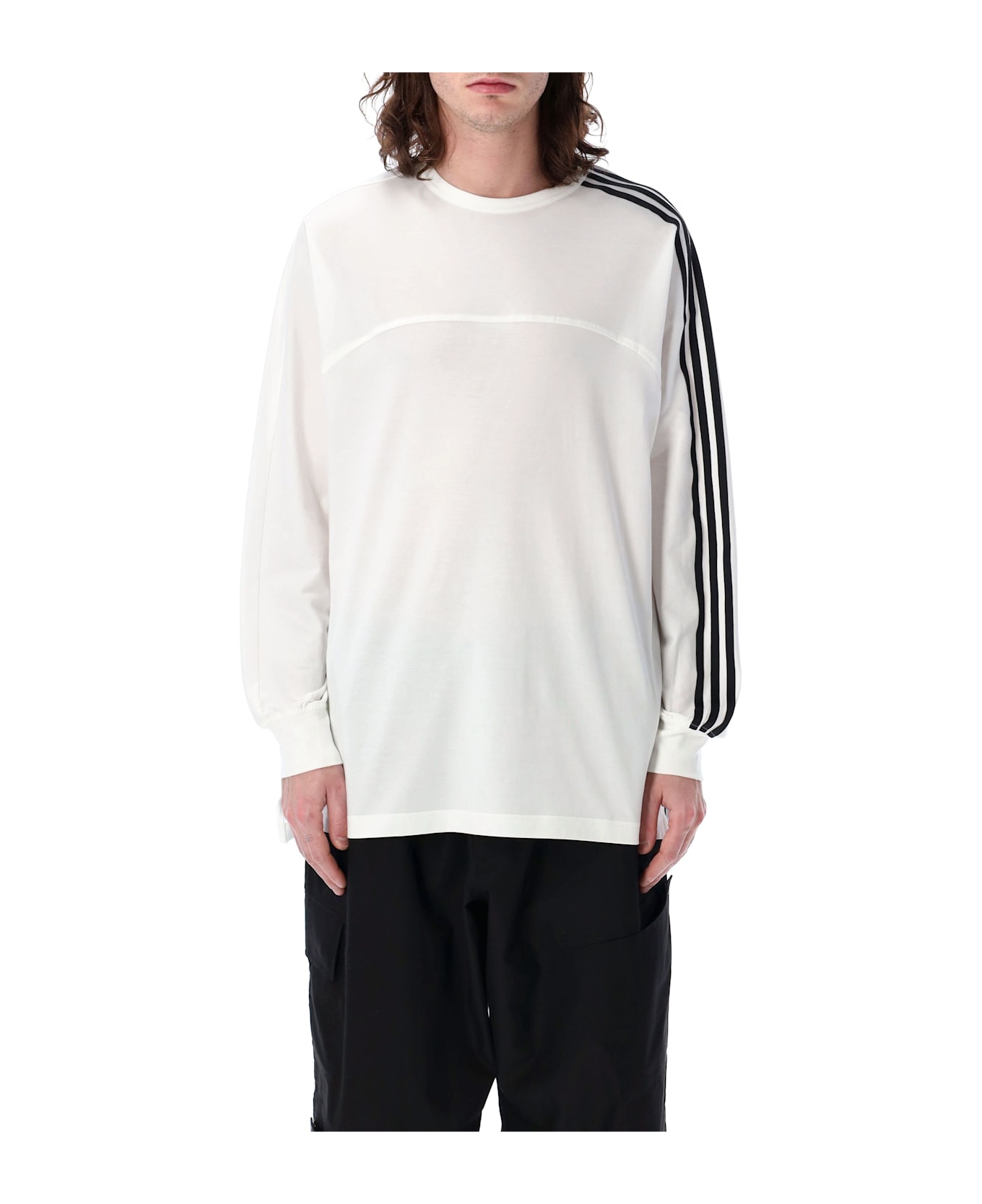 Y-3 3 Stripes L/s Tee - WHITE