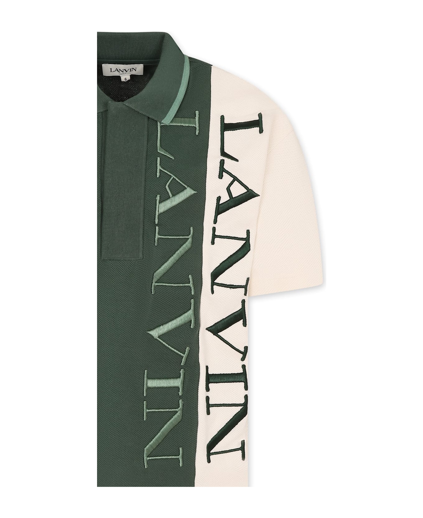 Lanvin Green Polo Shirt For Boy With Logo - Green