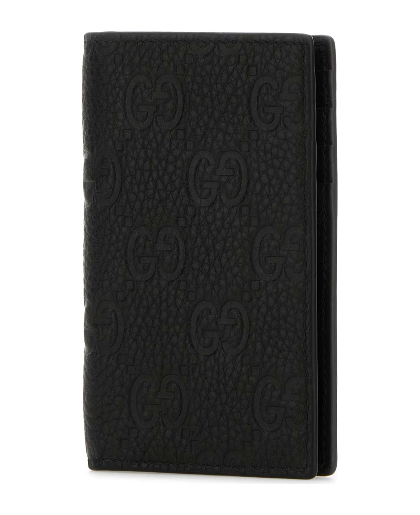 Gucci Black Leather Gucci Imprint Card Holder - BLACKBLACK
