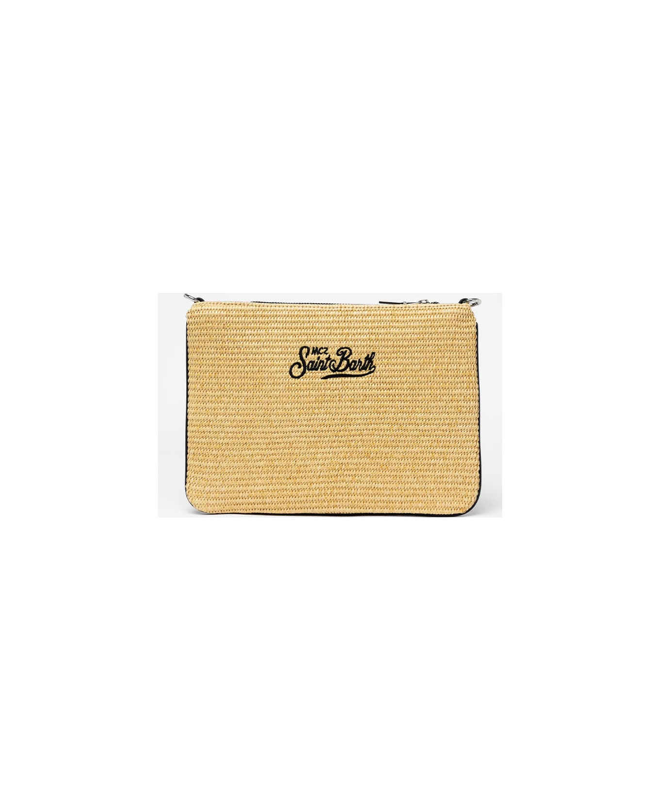 MC2 Saint Barth Parisienne Straw Pochette With Miami Embroidery - BEIGE