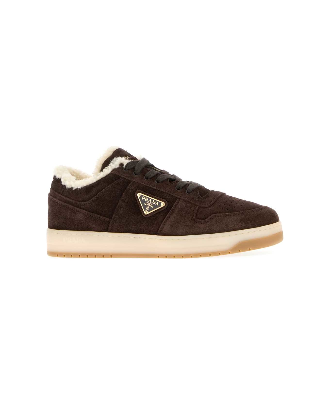 Prada Brown Suede Sneakers - MORO