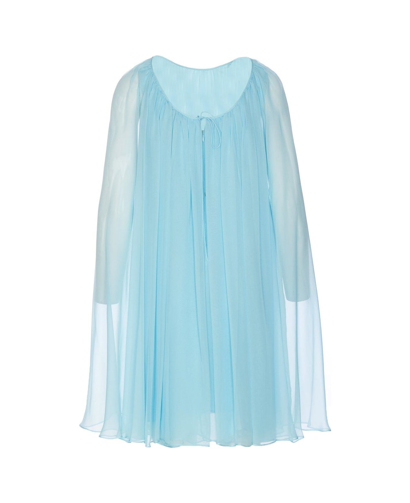 Max Mara Pianoforte Tulle Crewneck Sleeveless Dress - Clear Blue