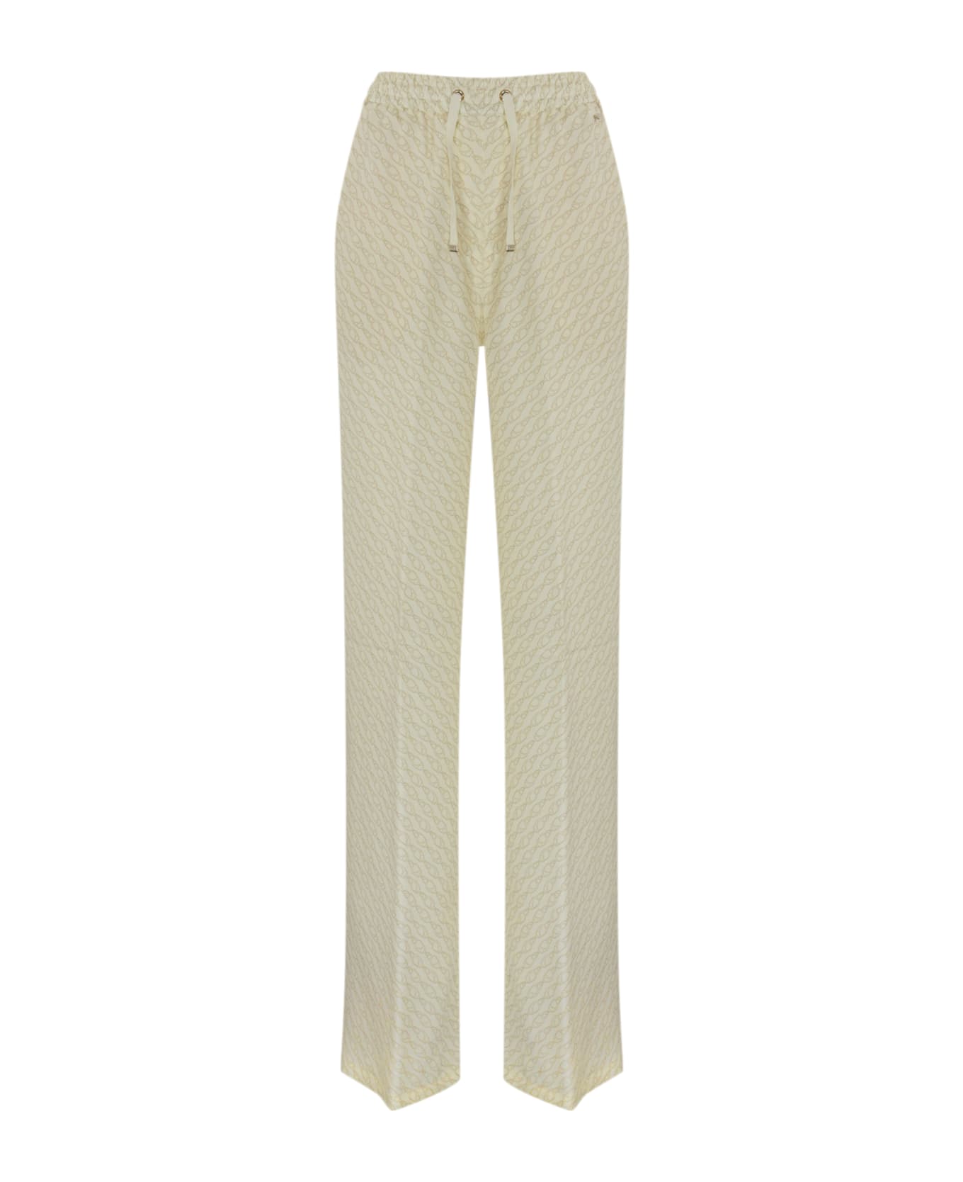 Herno Trousers With Silk Print - Panna