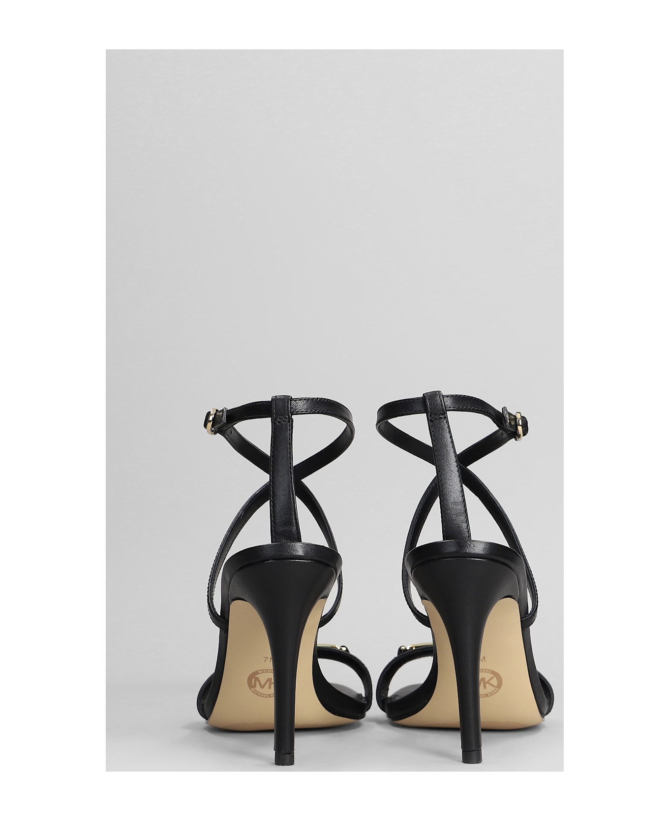 Michael Kors Lena Sandals In Black Leather - black