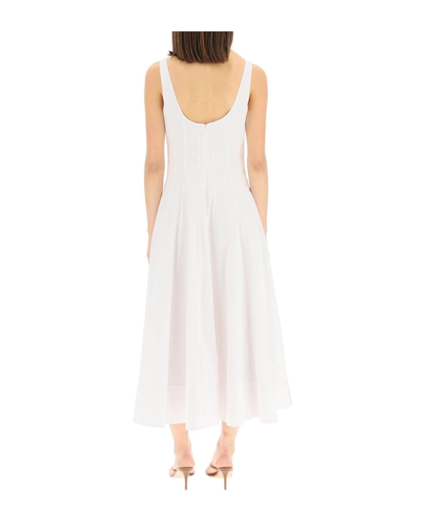 STAUD Wells Pleated Corset-waist Long Dress - White ワンピース＆ドレス