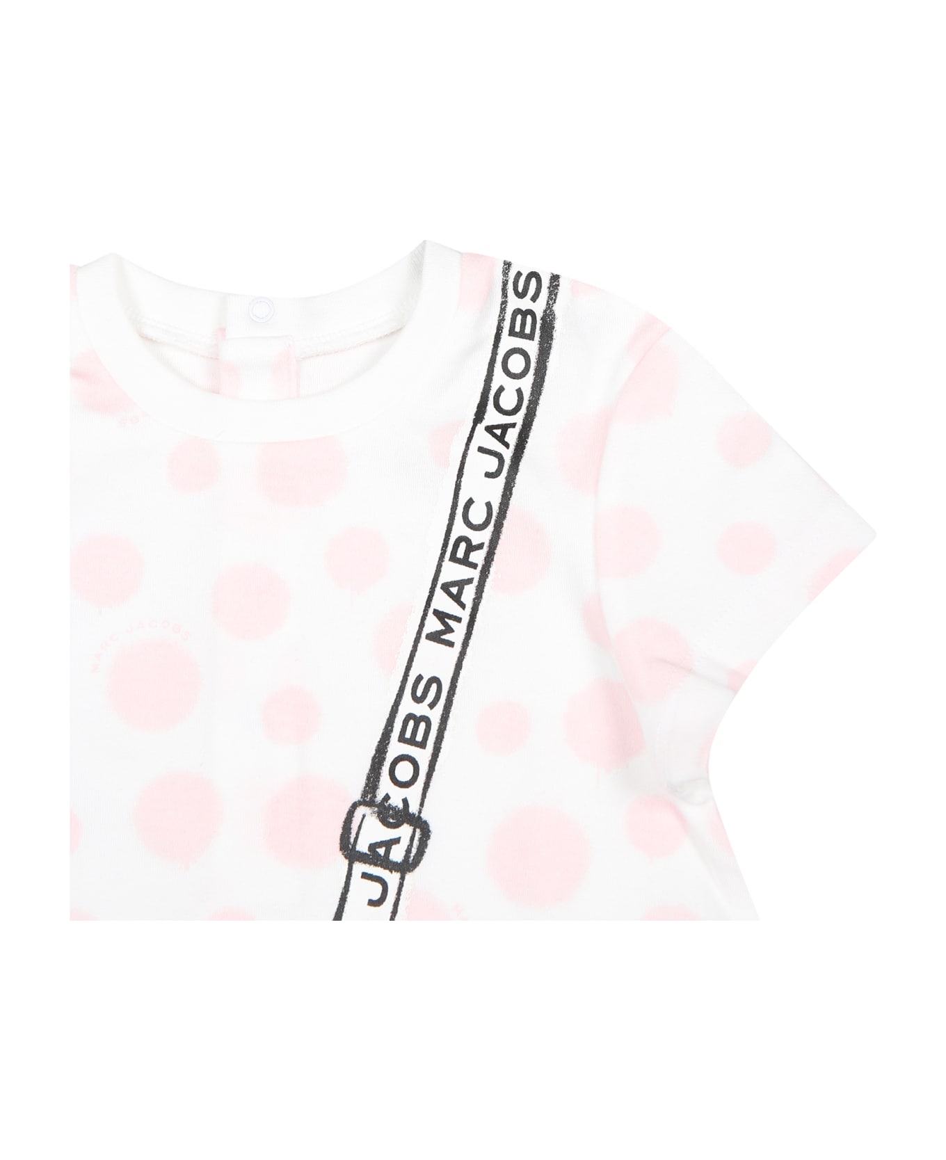 Little Marc Jacobs White Dress For Baby Girl With Print And Polka Dots - White ウェア