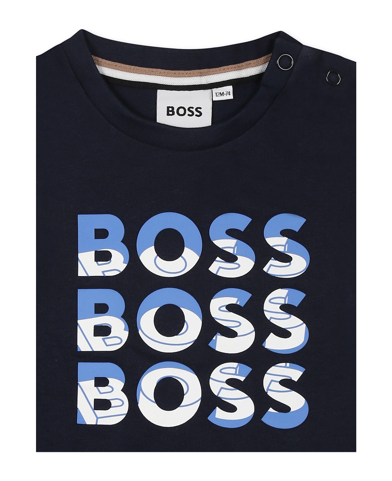 Hugo Boss Blue T-shirt For Baby Boy With Logo - Blue