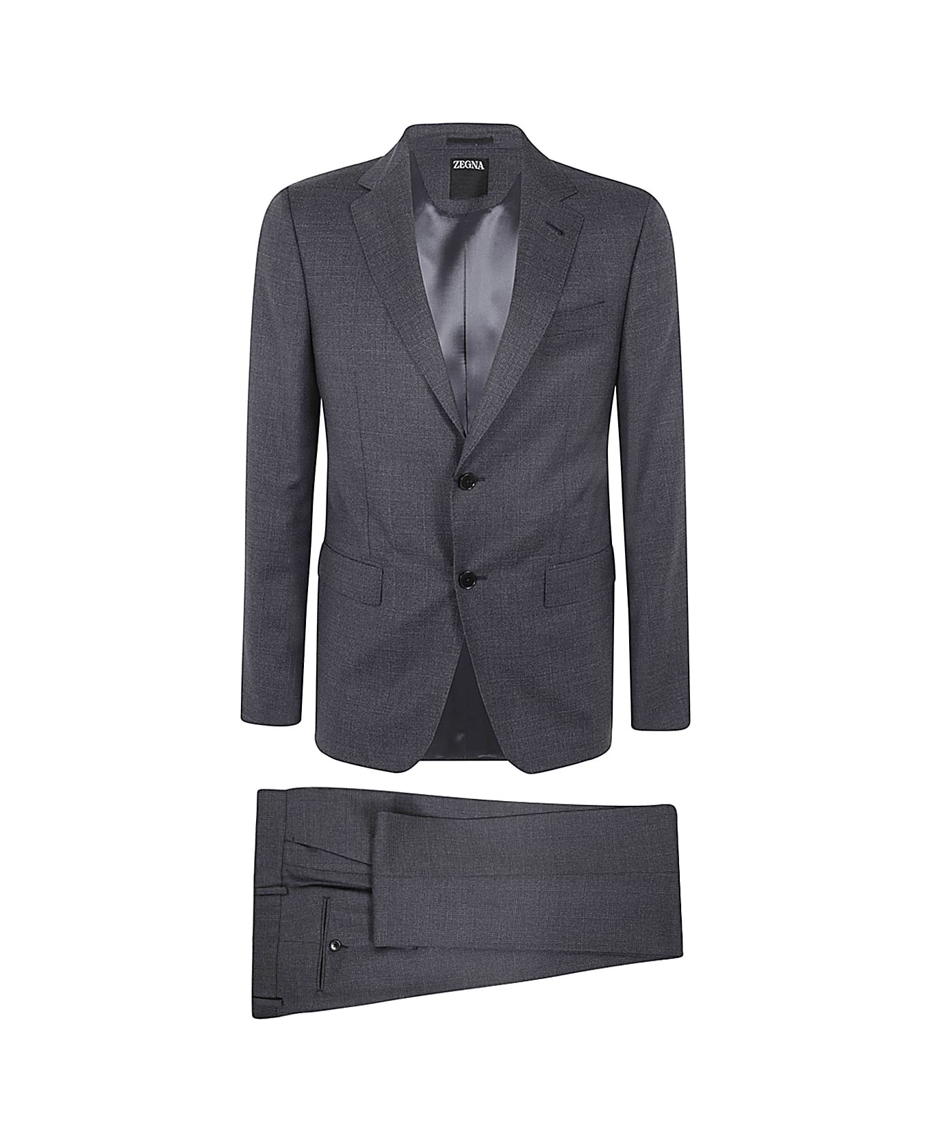 Zegna Pure Wool Suit - Dark Grey Check