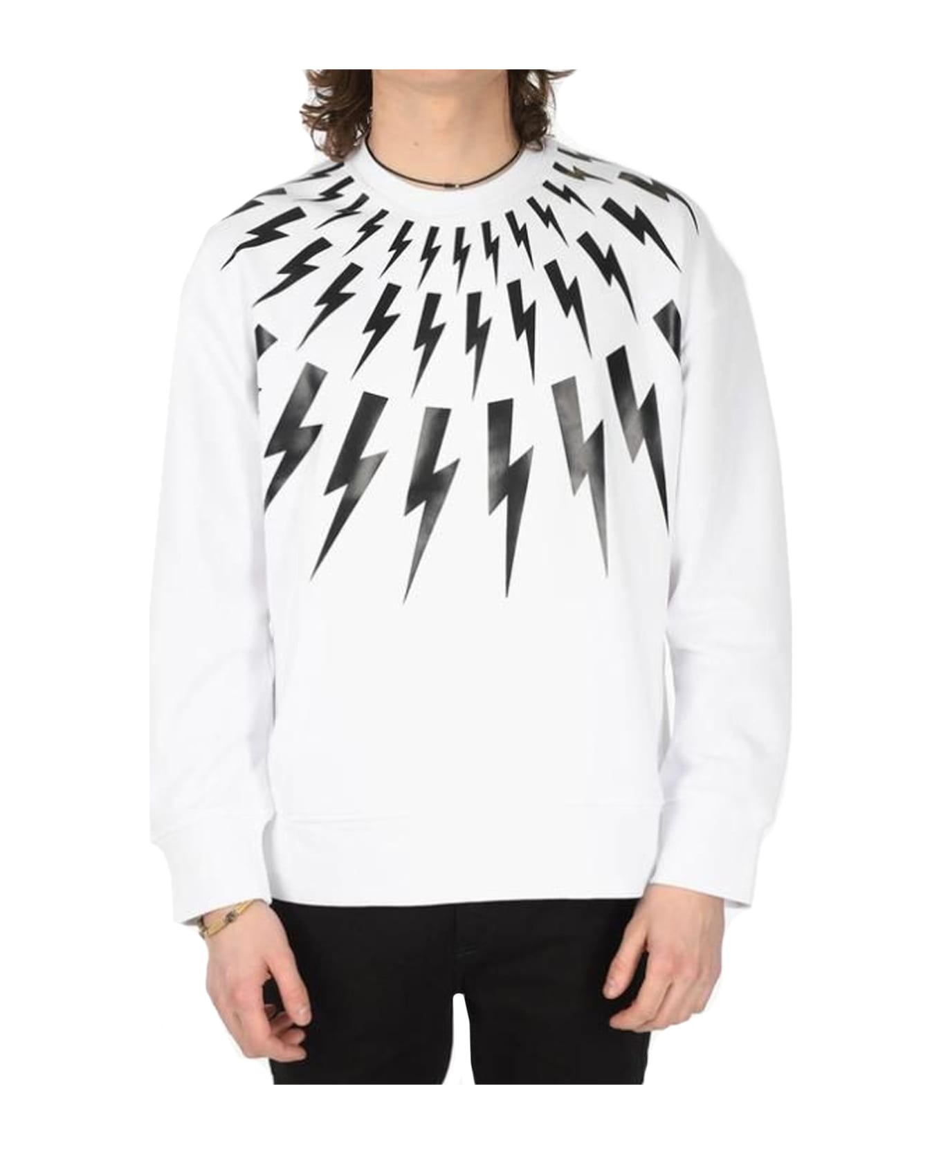 Neil Barrett Lightning Print Sweatshirt - White
