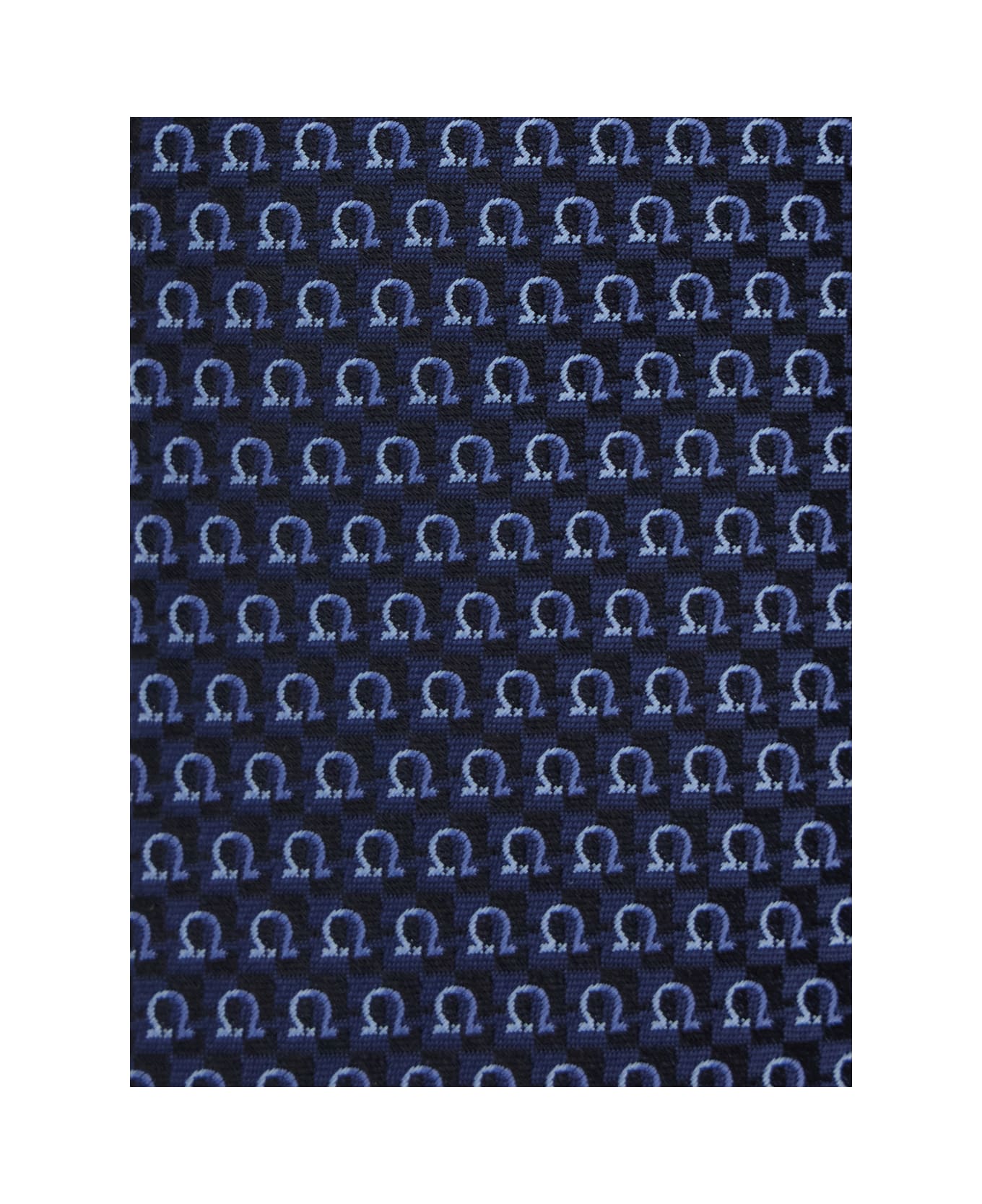 Ferragamo Blue Tie With All-over Mini Logo Print In Silk Man - Blu