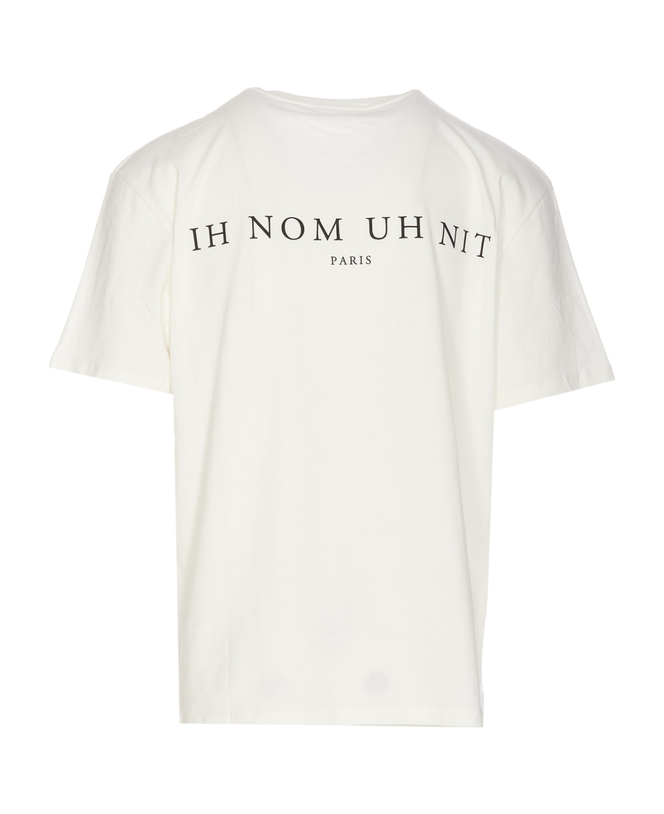 ih nom uh nit Logo T-shirt With Newspaper Mask - White