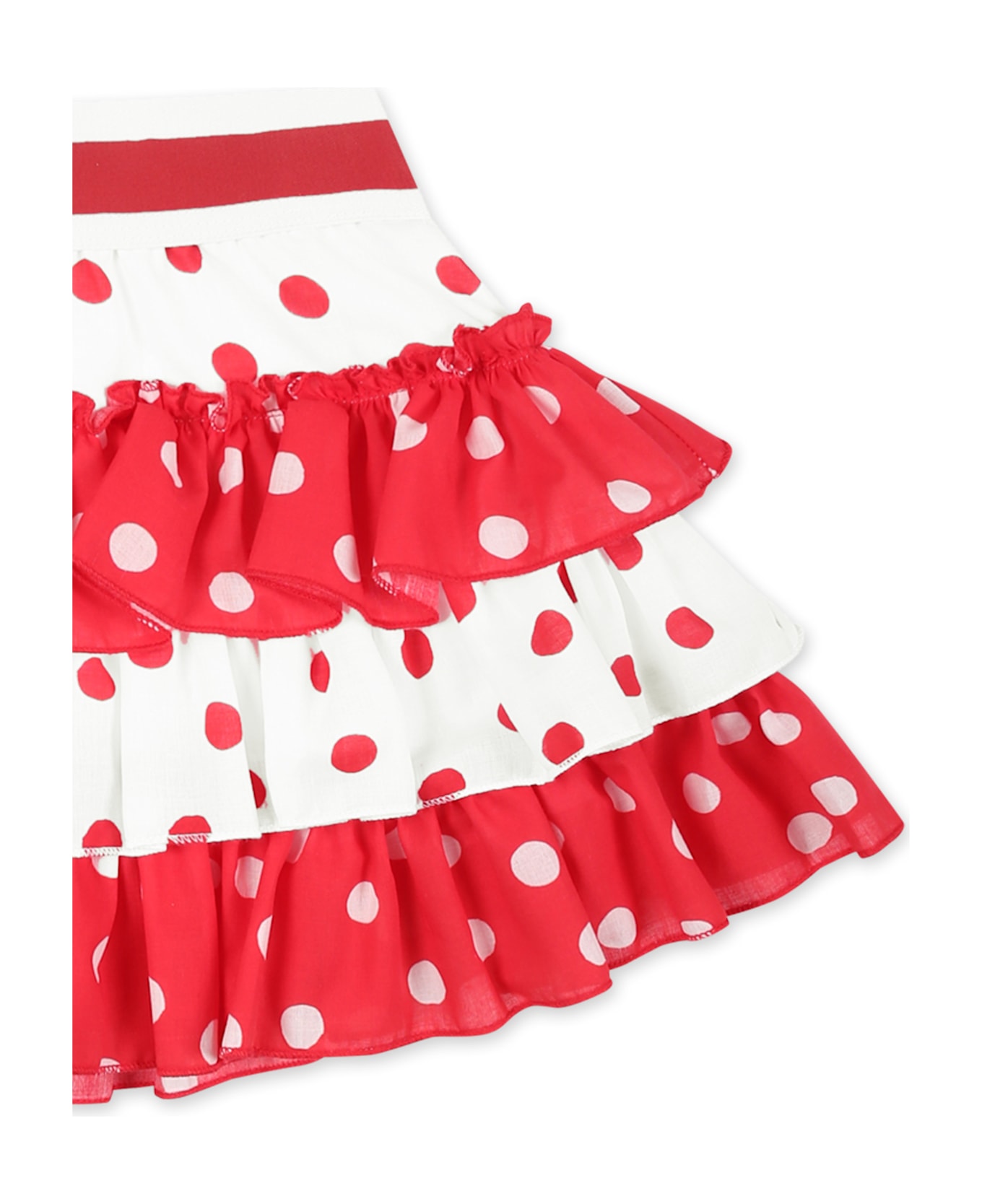 Monnalisa Red Skirt For Baby Girl With Polka Dots - Red ボトムス