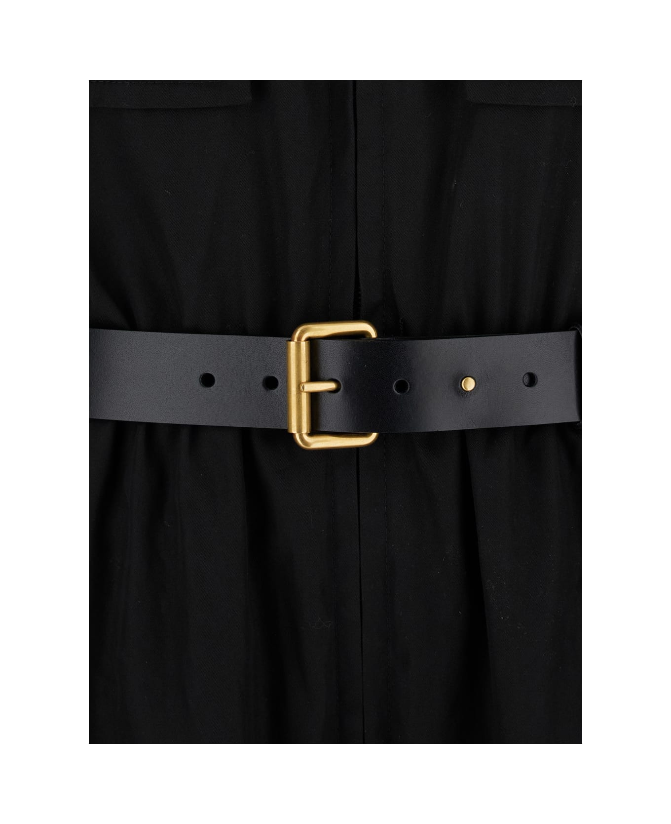 Saint Laurent Black Jumpsuit With Pockets And Belt In Cotton Woman - BLACK ジャンプスーツ
