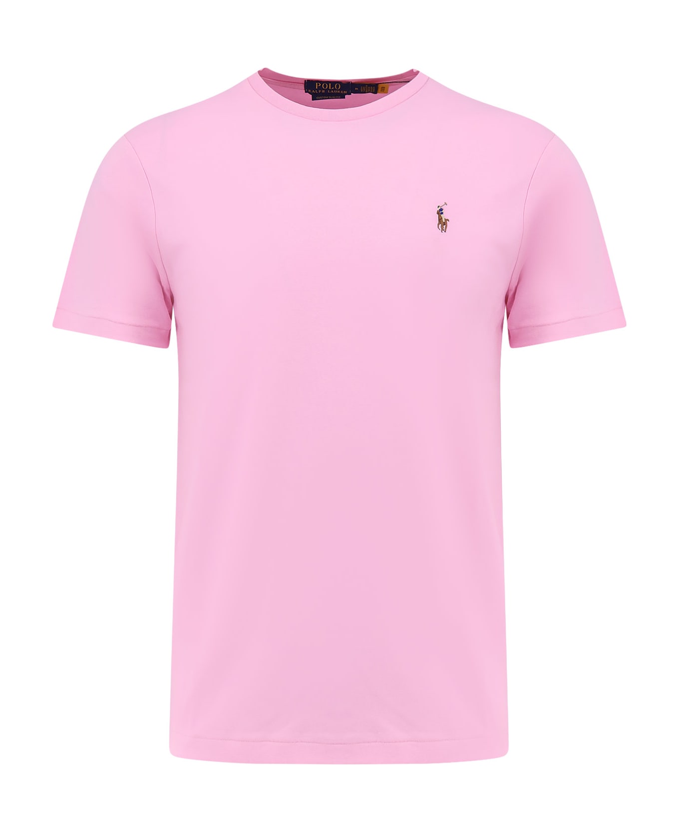 Ralph Lauren Cotton T-shirt With Logo Embroidery - carmel pink