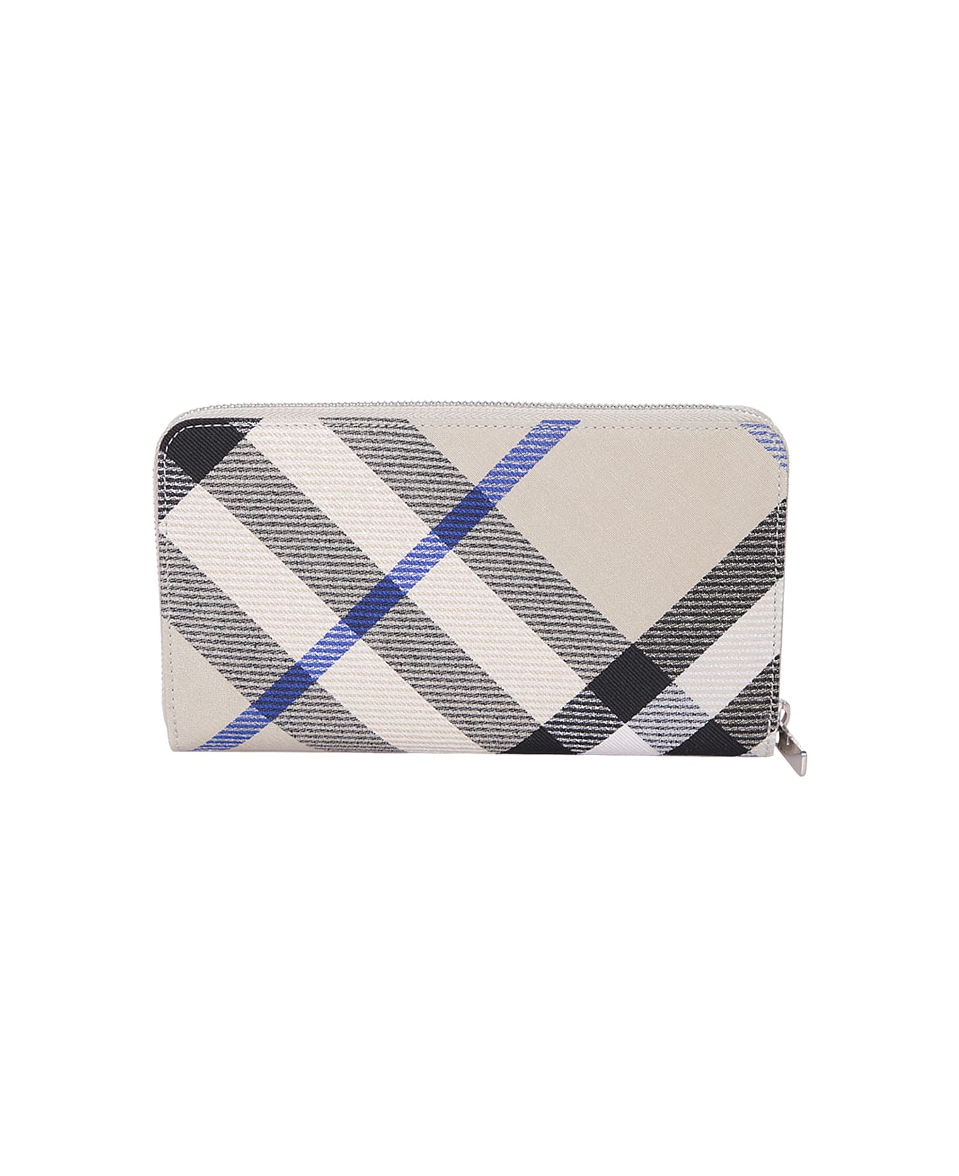 Burberry Large Checked Zip-around Wallet - White