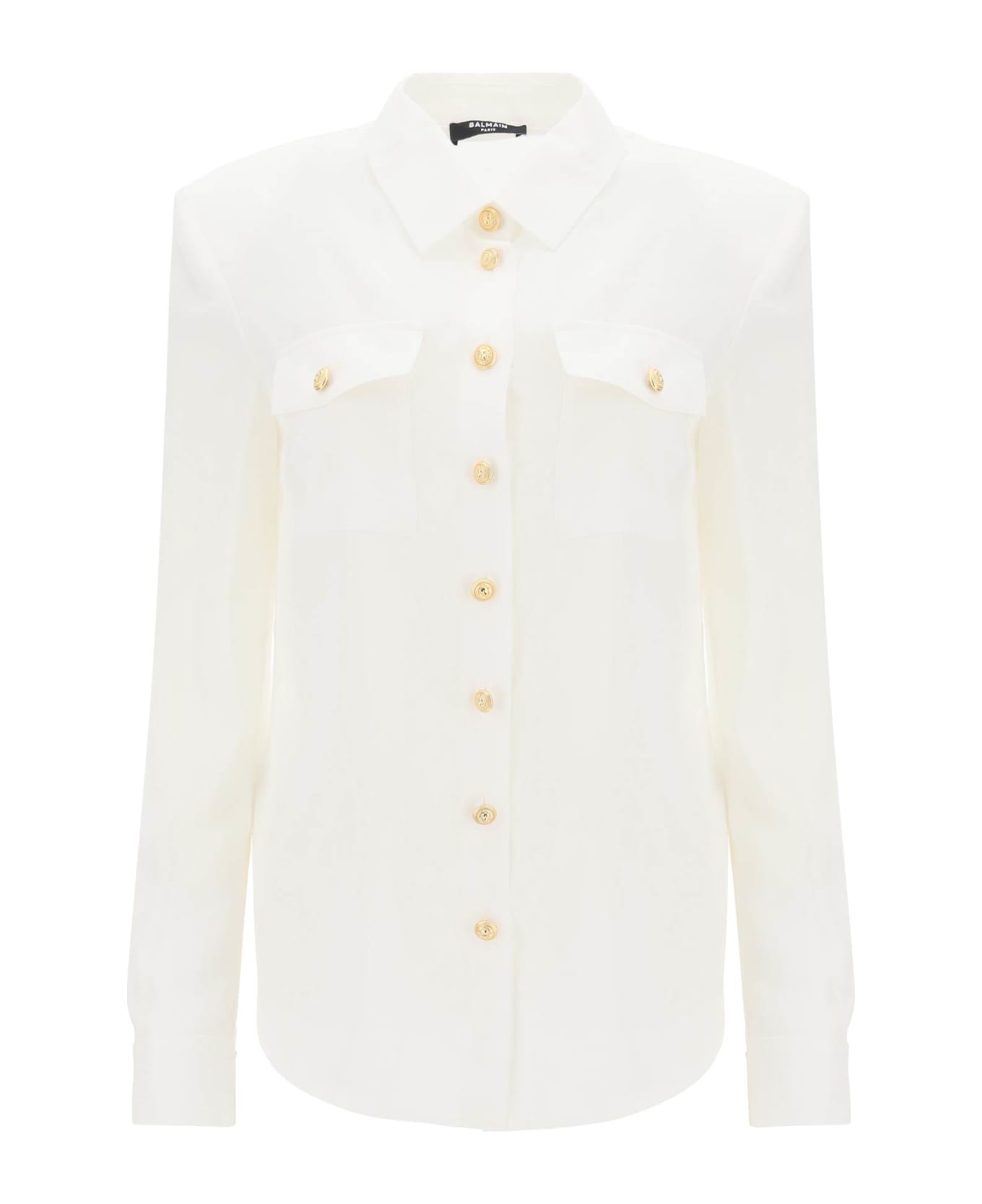 Balmain Silk Shirt With Padded Shoulders - Ofa Blanc