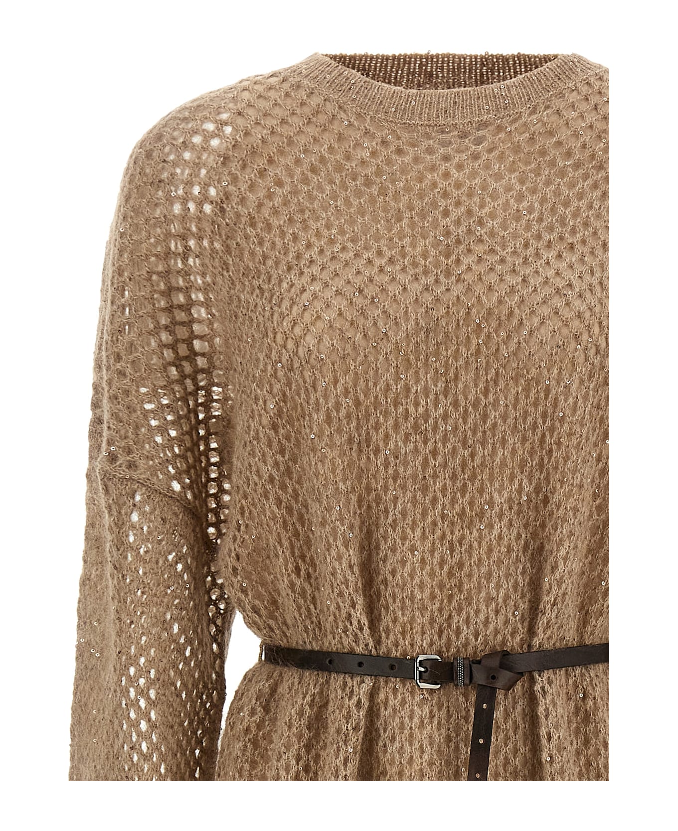 Brunello Cucinelli 
dazzling Net
 Dress - Beige