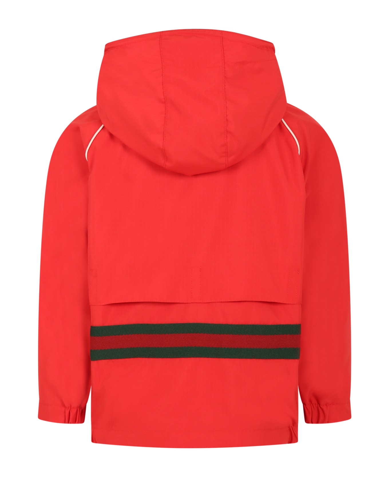 Gucci Red Jacket For Kids With Vintage Logo - Red コート＆ジャケット