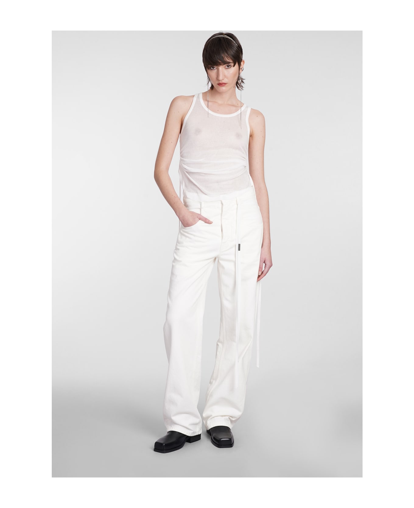 Ann Demeulemeester Jeans In White Cotton - white ボトムス