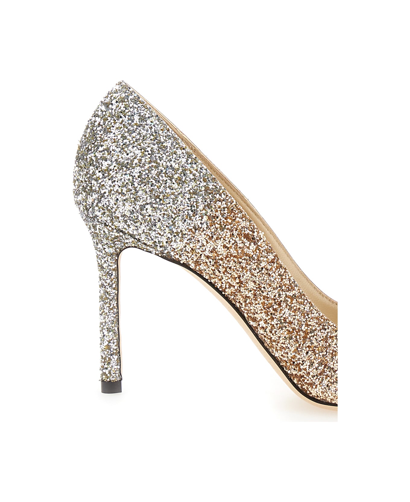 Jimmy Choo 'romy' Multicolor Pumps With All-over Glitters In Fabric And Leather Woman - Champagne