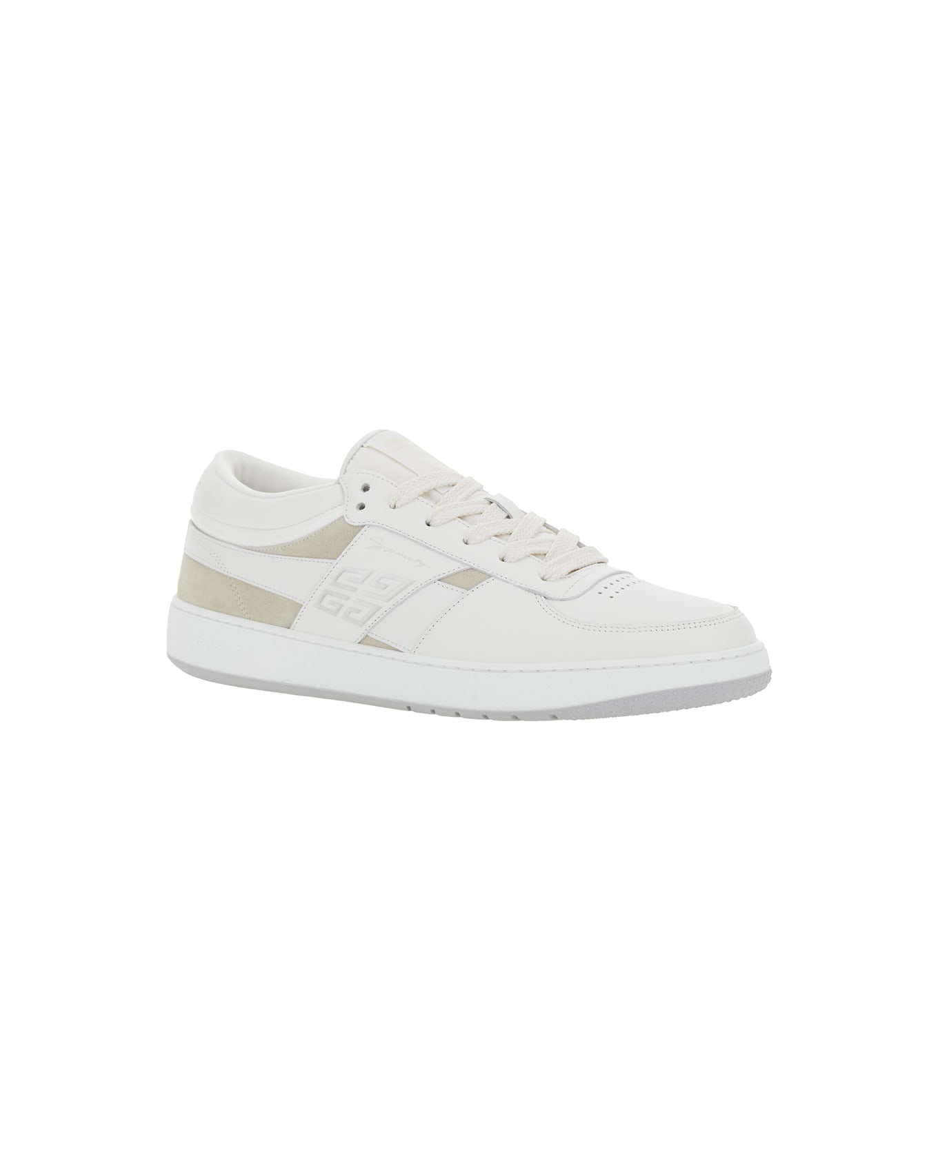 Givenchy 'g Move' White Low Top Sneakers With Logo Detail On The Side In Leather Man - White
